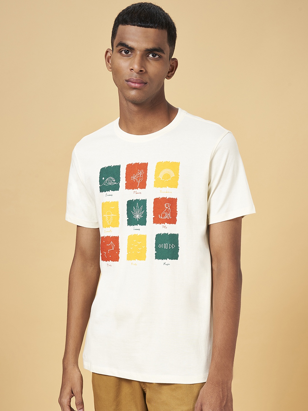 

Urban Ranger by pantaloons Typography Printed Slim Fit T-shirt, Off white