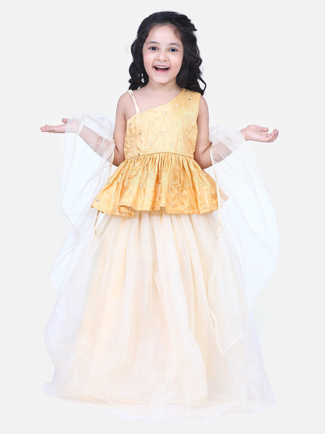 

Samsara Couture Girls Embroidered Ready to Wear Lehenga & Blouse With Dupatta, Gold