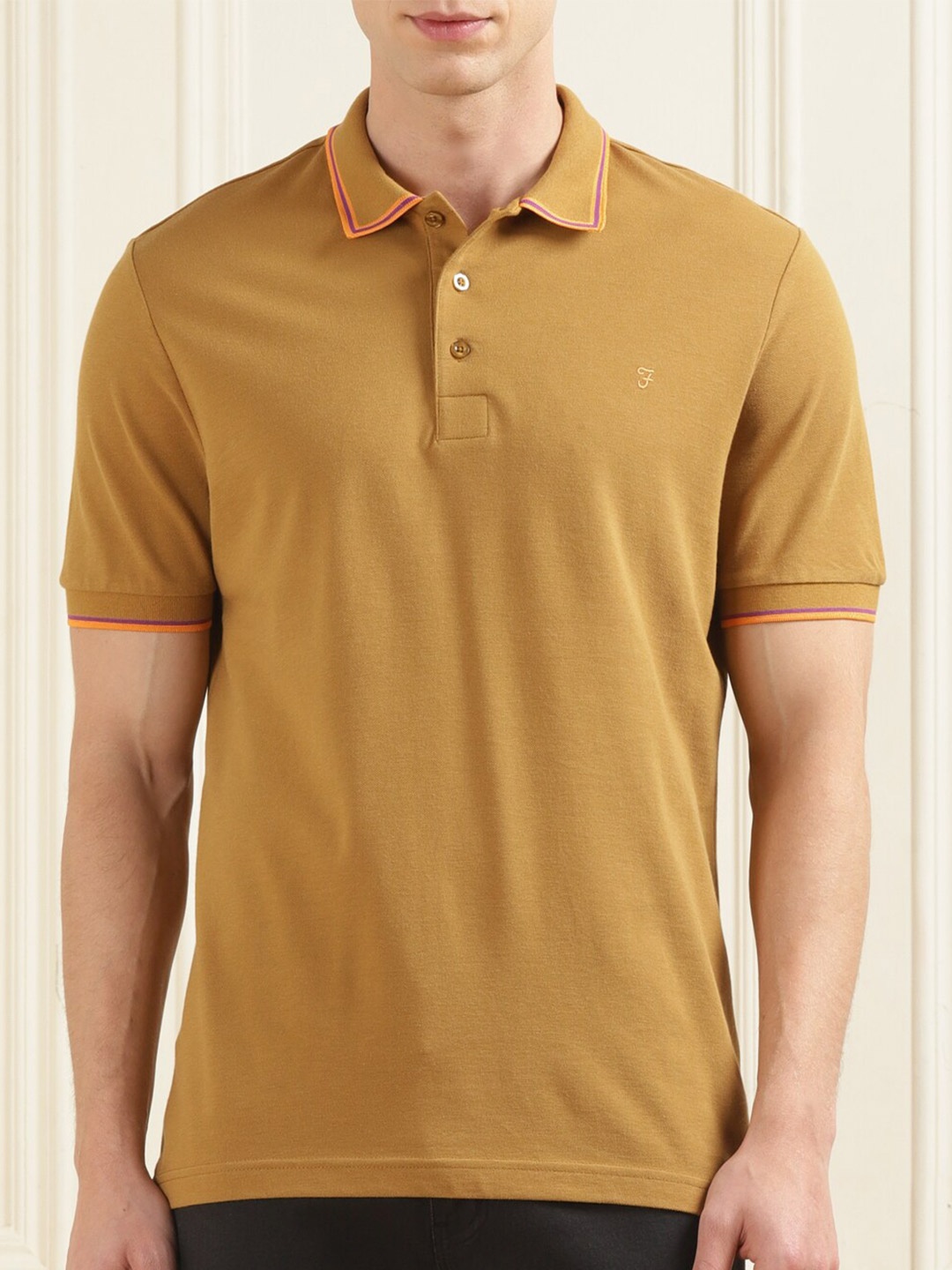 

Farah Polo Collar Regular Fit Cotton T-shirt, Tan