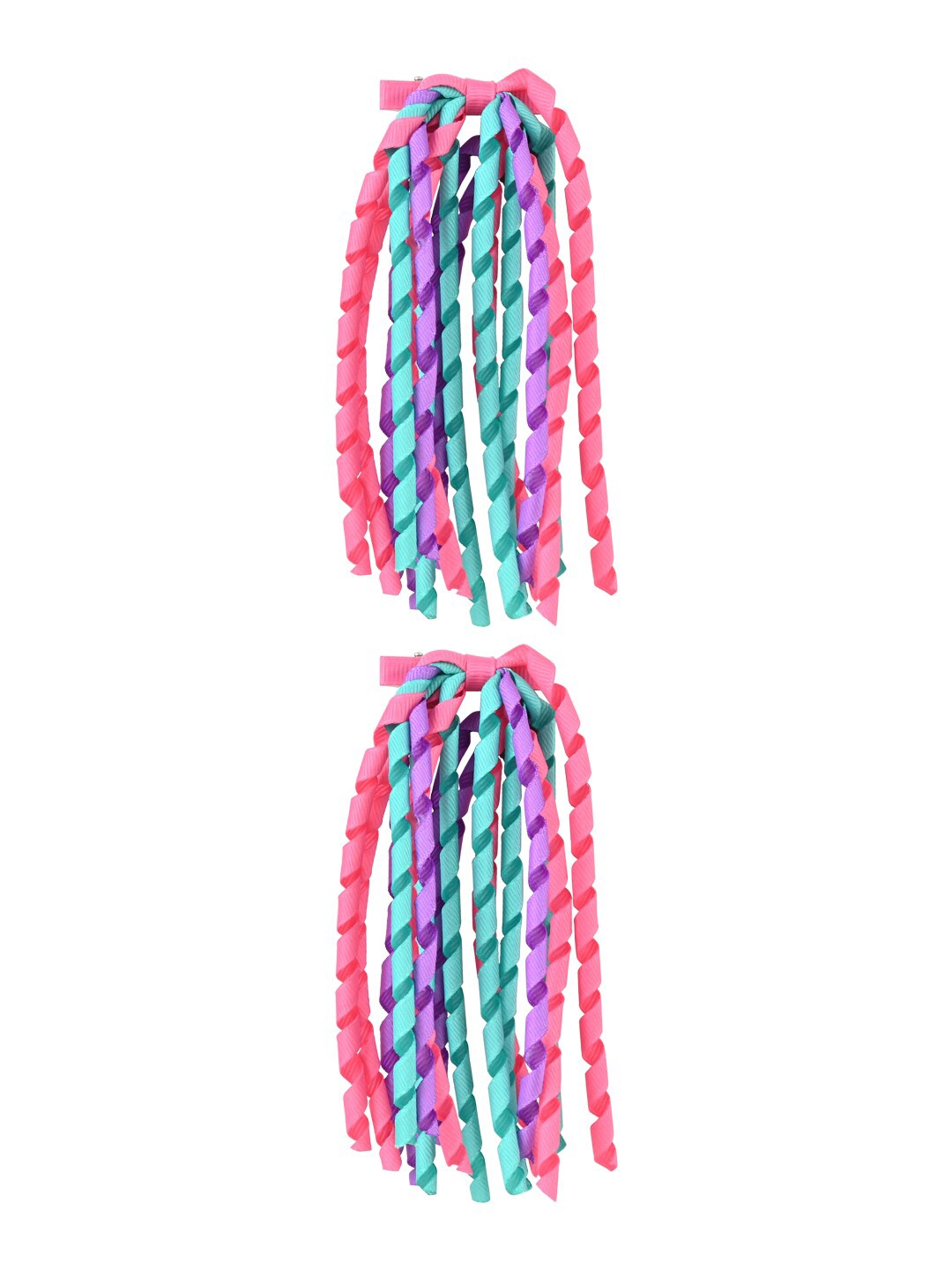 

Aye Candy Girls Set of 2 Twirly Danglers On Alligator Hair Clip, Teal