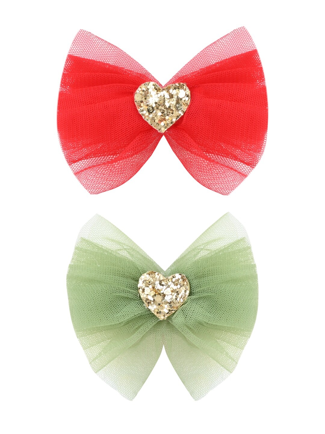 

Aye Candy Girls Set of 2 Embellished Tulle Bow Alligator Hair Clip, Red