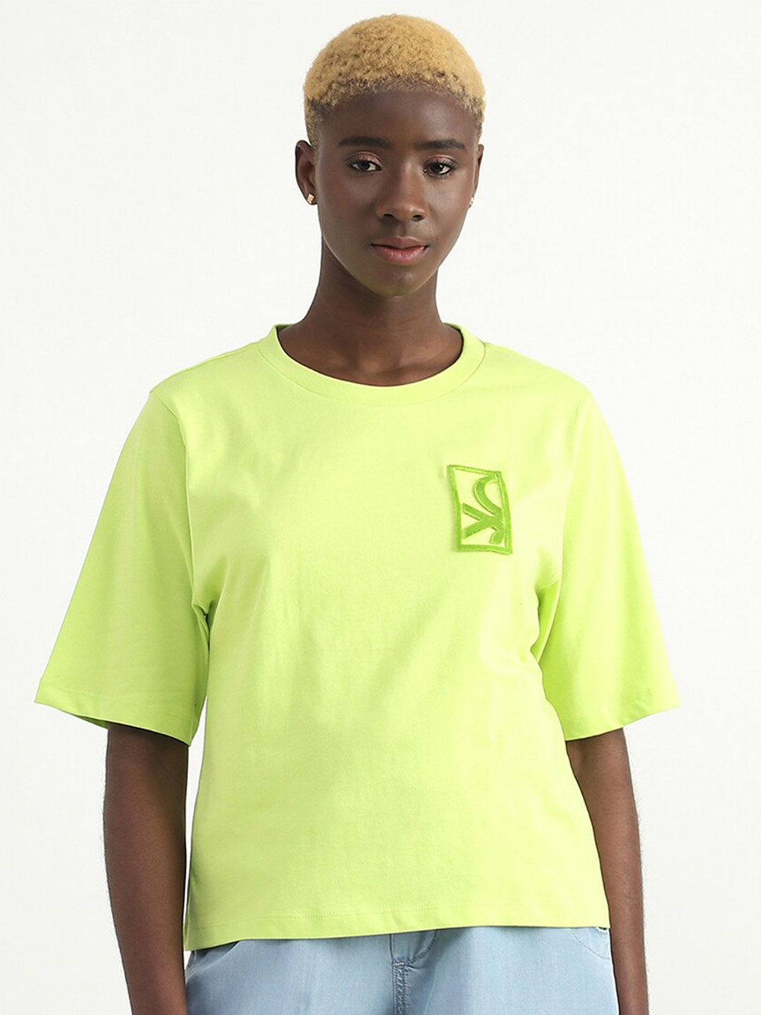 

United Colors of Benetton Round Neck Regular Fit Cotton T-shirt, Green