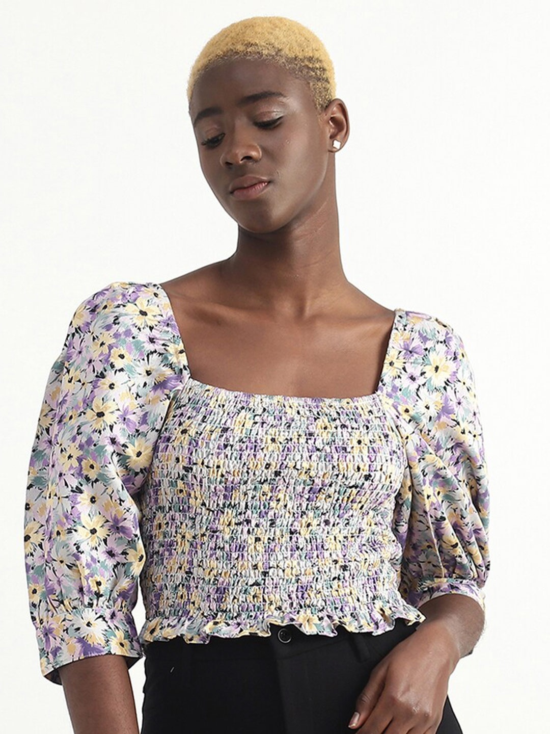 

United Colors of Benetton Floral Printed Top, Beige