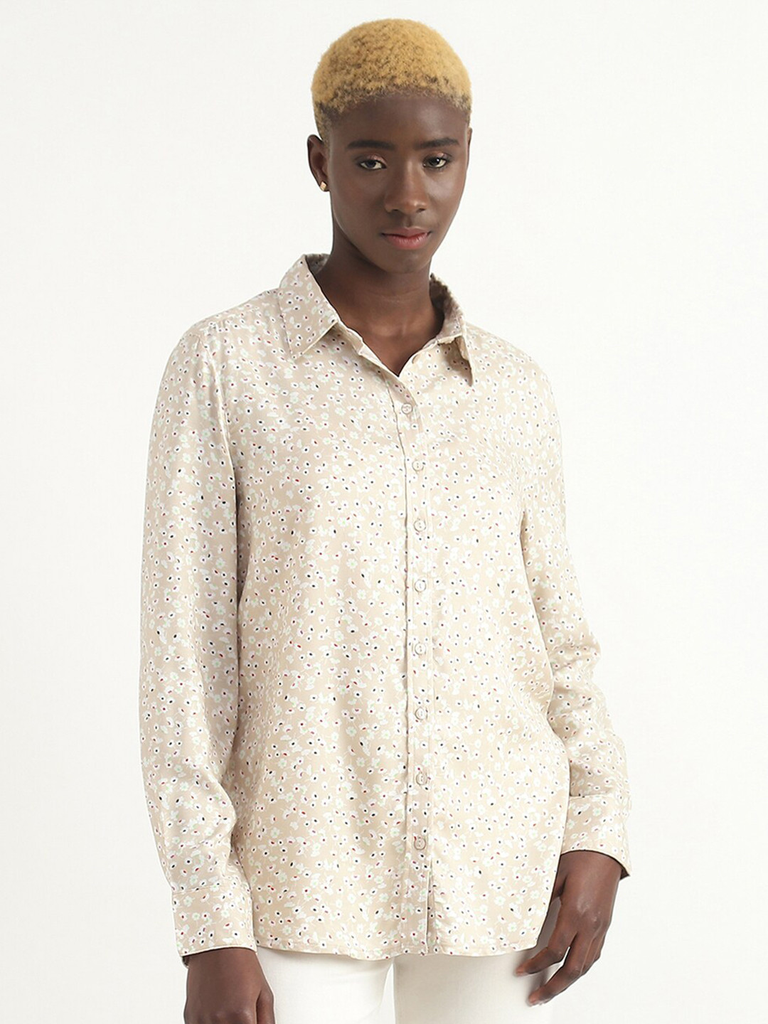 

United Colors of Benetton Floral Printed Casual Shirt, Beige