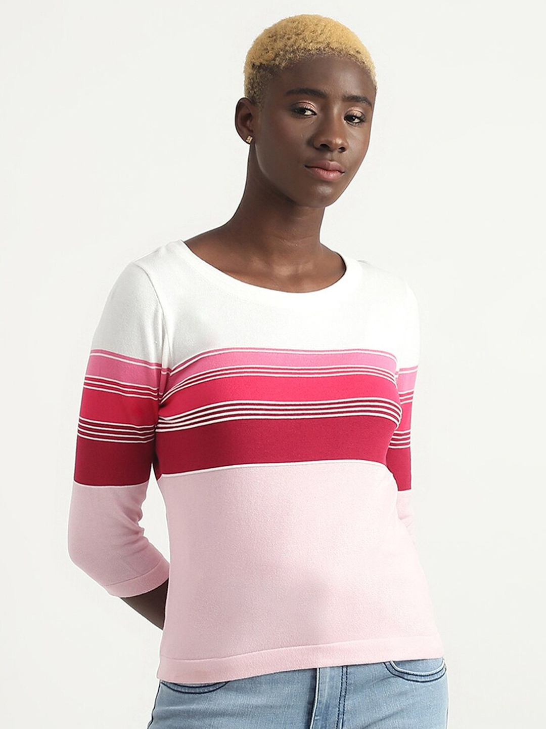 

United Colors of Benetton Striped Cotton Top, Pink