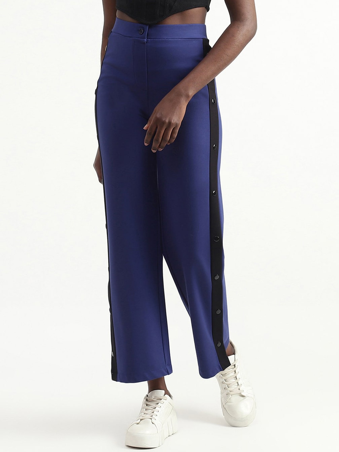 

United Colors of Benetton Women High-Rise Trousers, Blue