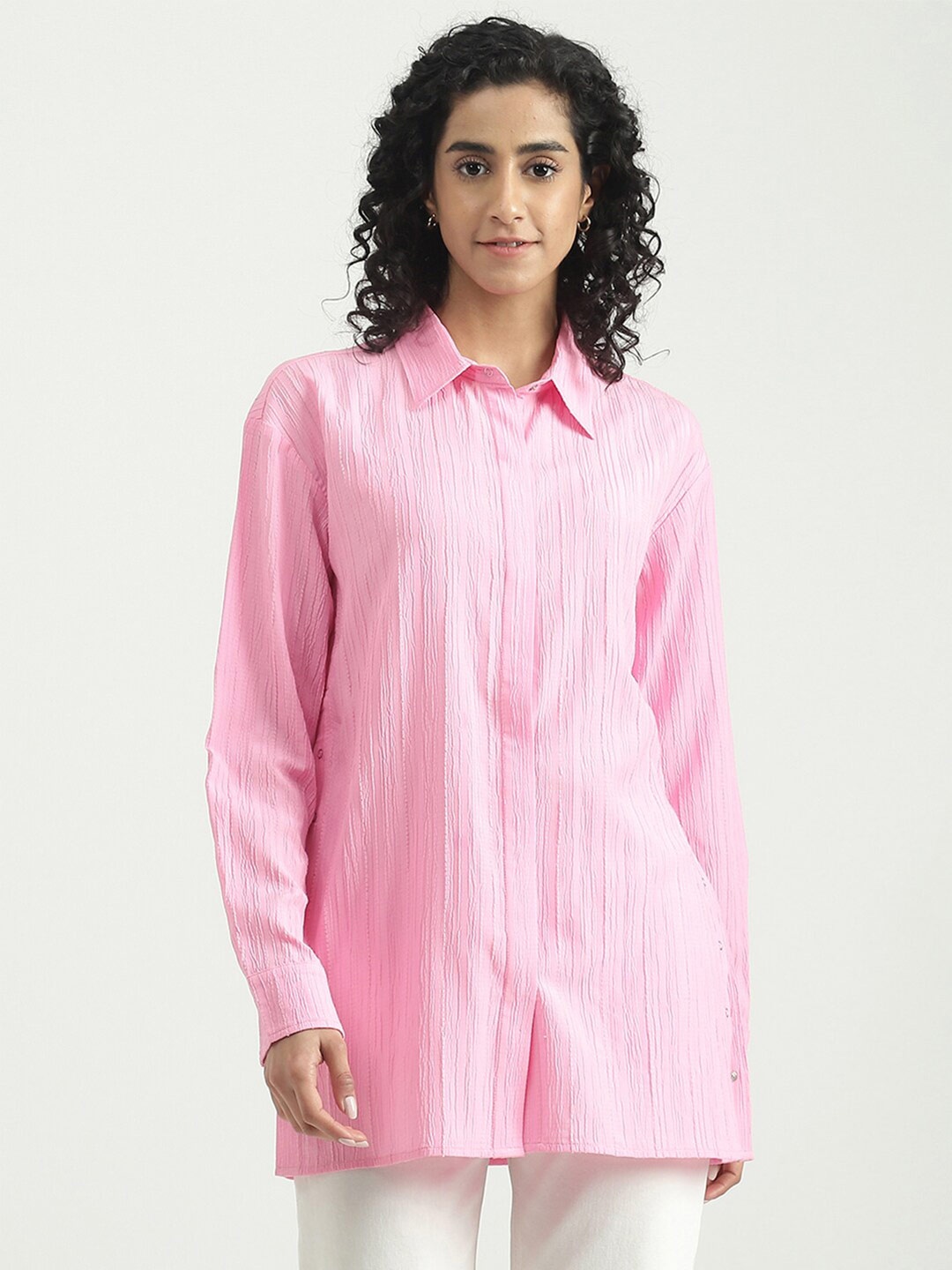 

United Colors of Benetton Striped Casual Shirt, Pink