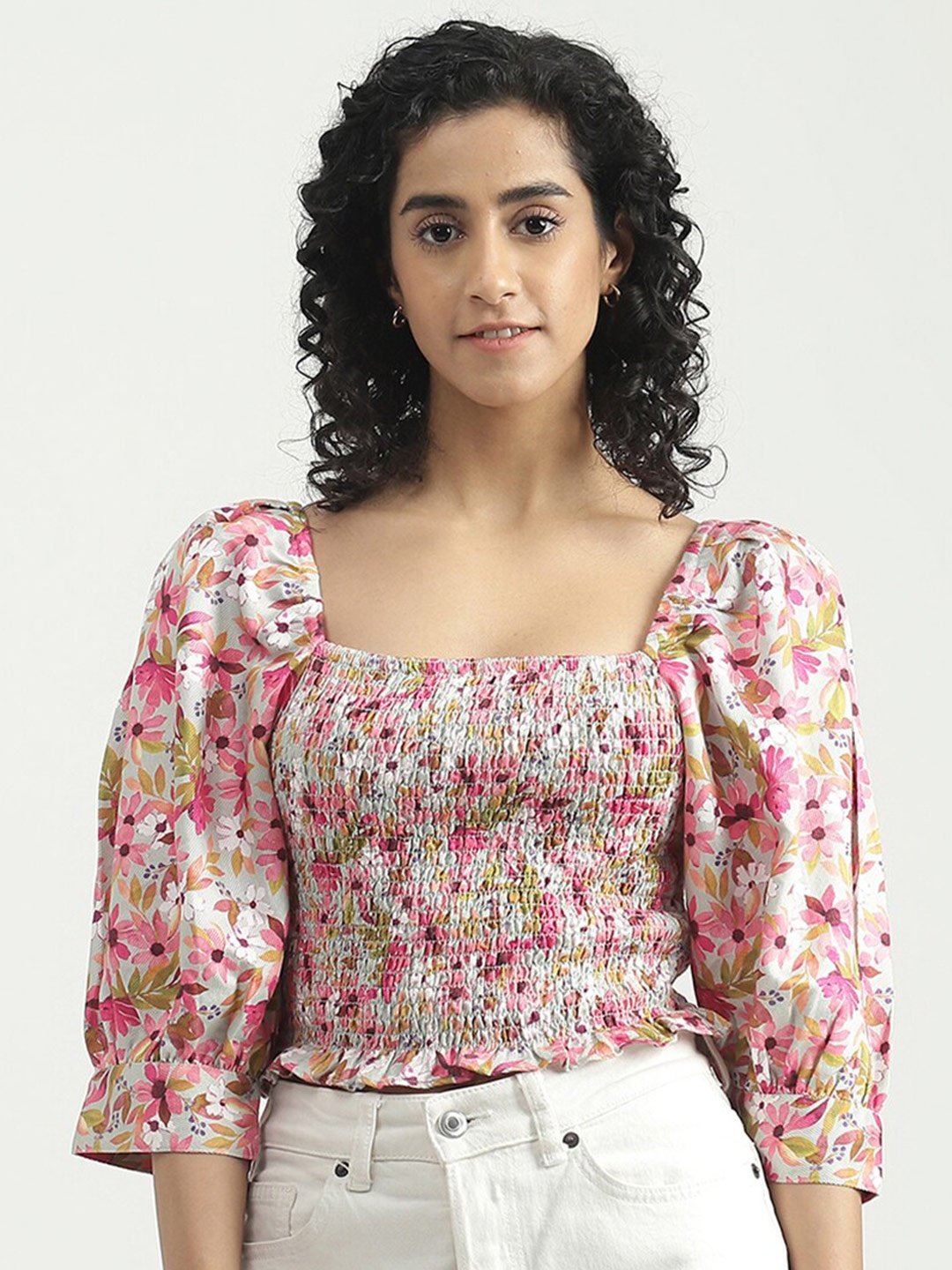 

United Colors of Benetton Floral Printed Top, Pink
