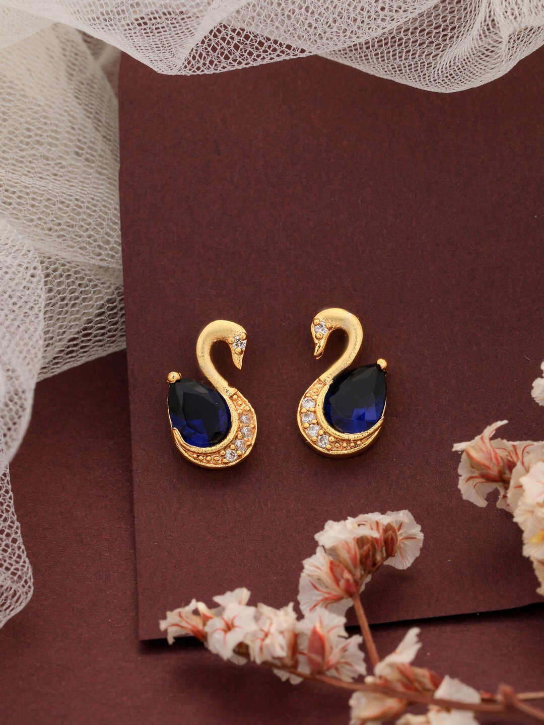 

Vita Bella Silver -Plated Contemporary Studs Earrings, Blue