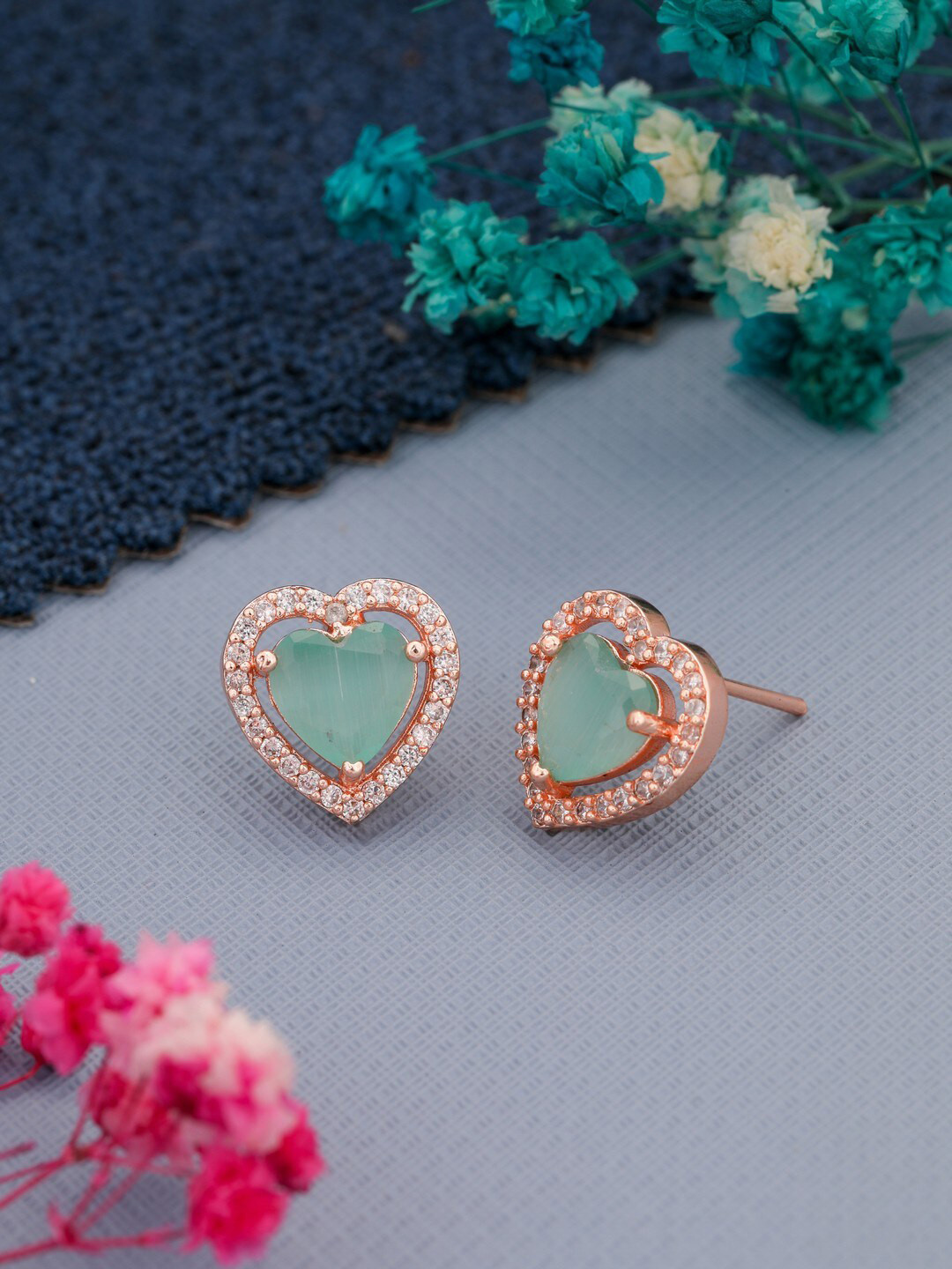 

Vita Bella Silver-Plated Contemporary Studs Earrings, Sea green