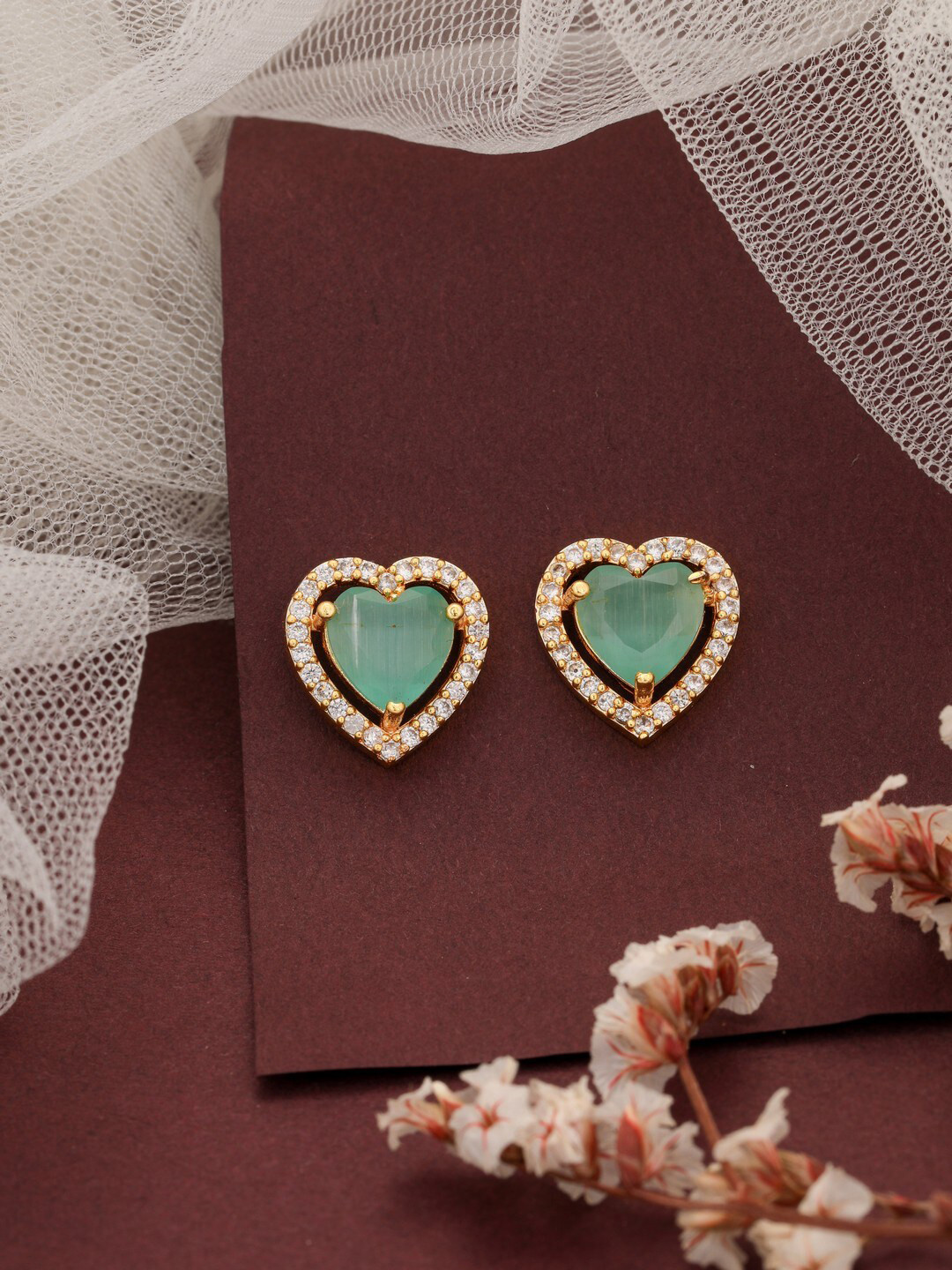 

Vita Bella Silver-Plated Contemporary Studs Earrings, Sea green