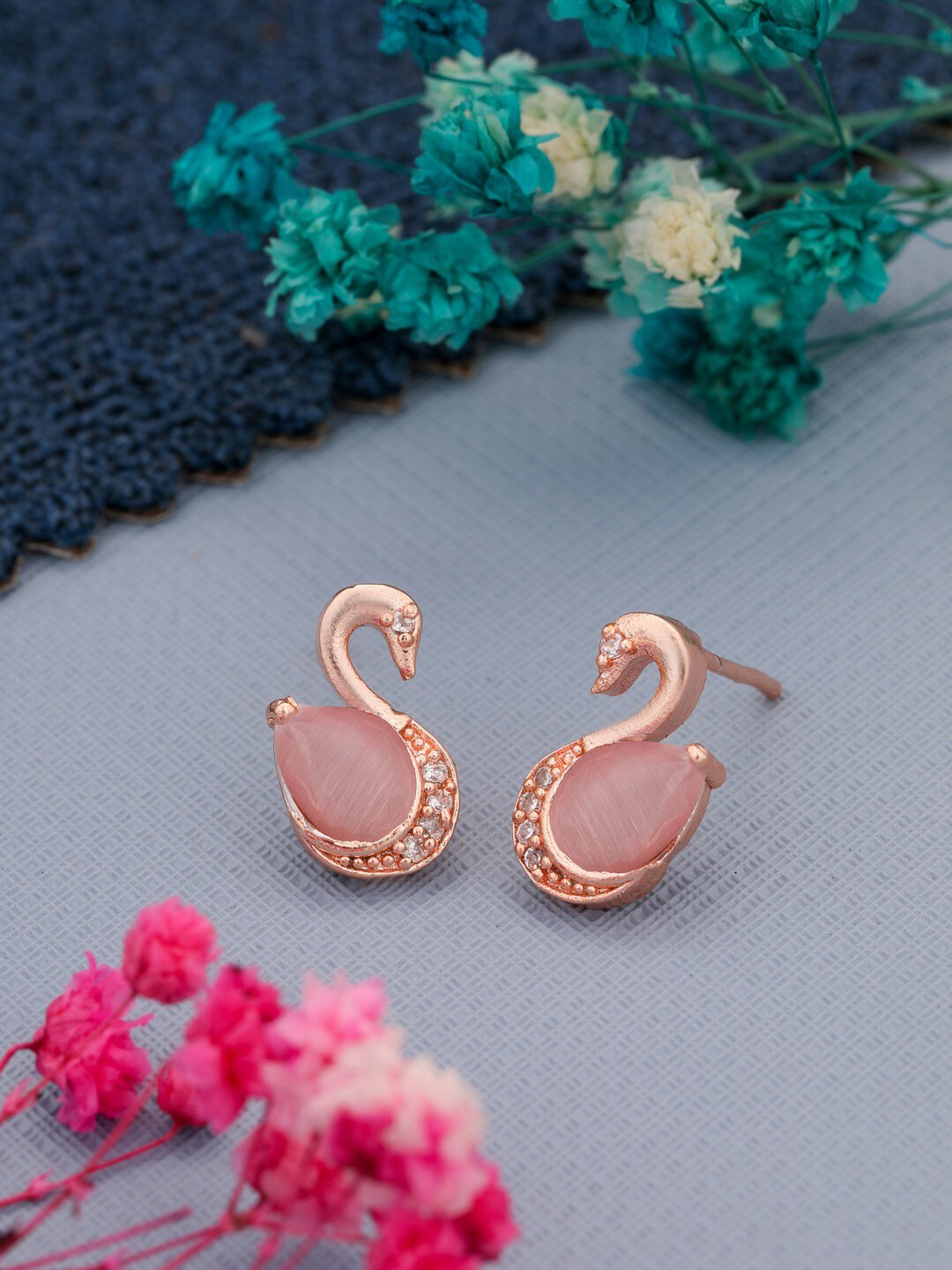 

Vita Bella Rose Gold-Plated Contemporary Studs Earrings, Pink