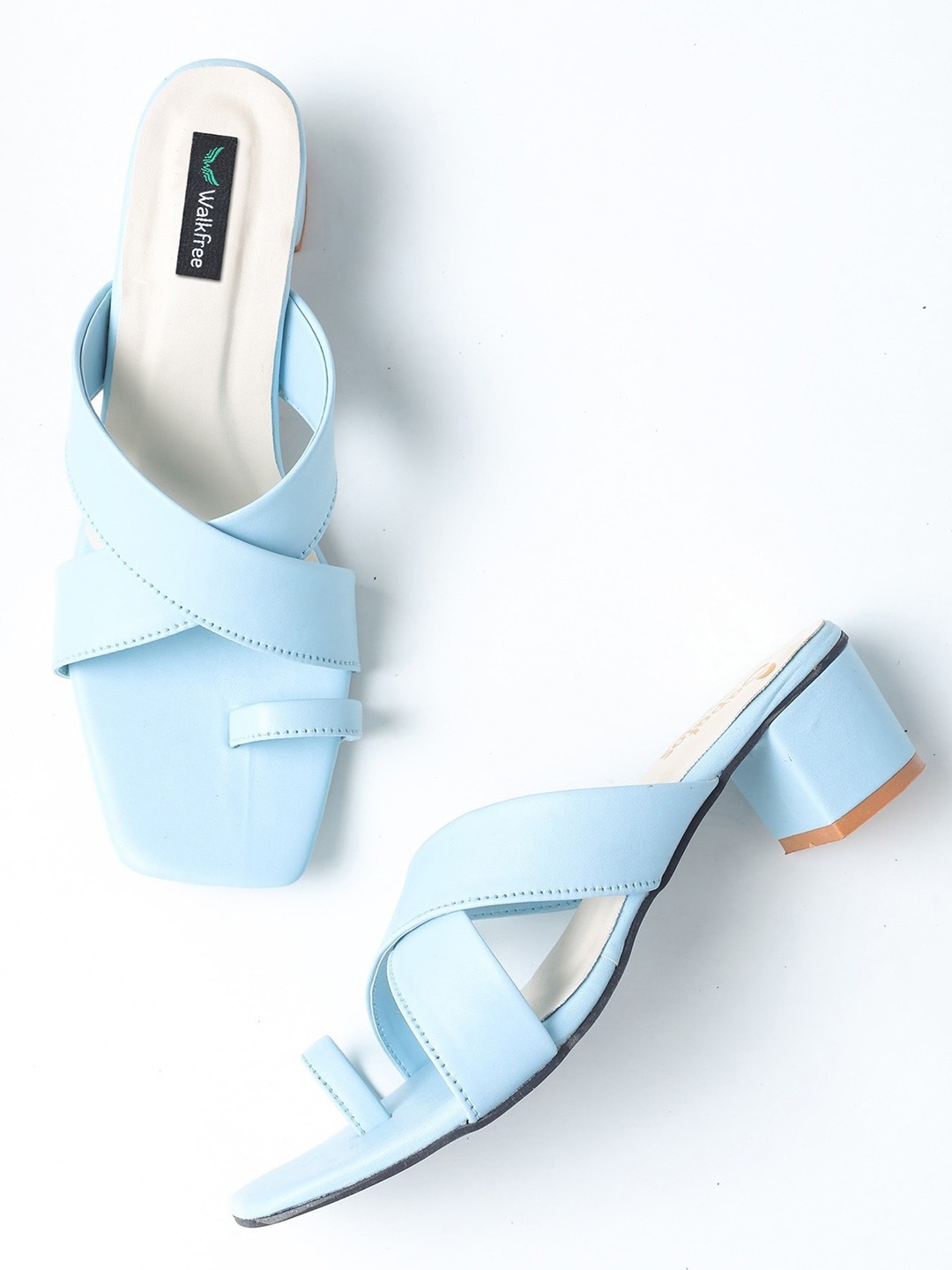 

Walkfree One Toe Cross Strap Block Heels, Blue