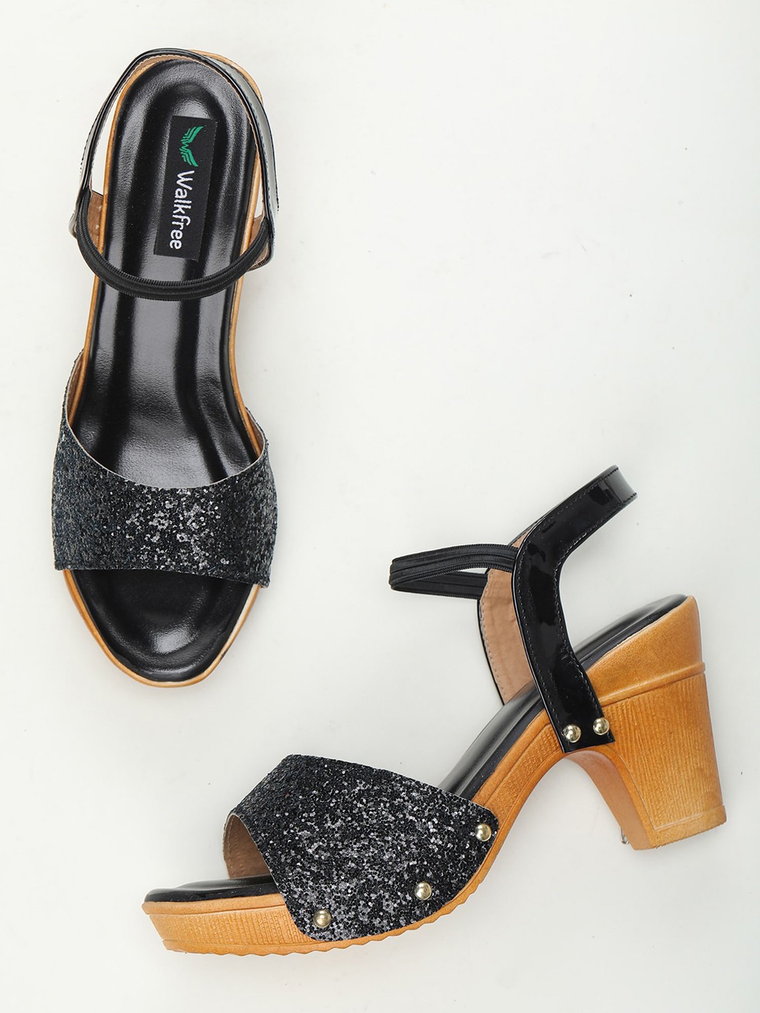 

Walkfree Embellished Peep Toe Platform Heels, Black