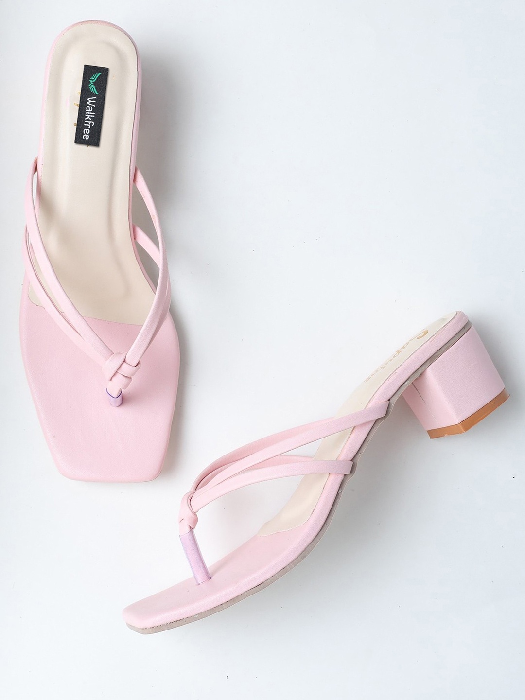 

Walkfree Open Toe Synthetic Block Heels, Pink