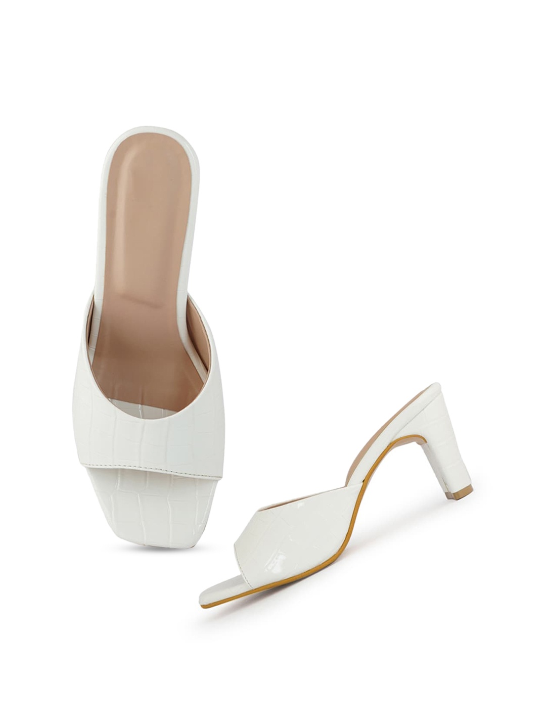 

Walkfree Textured Open Toe Block Heels, White