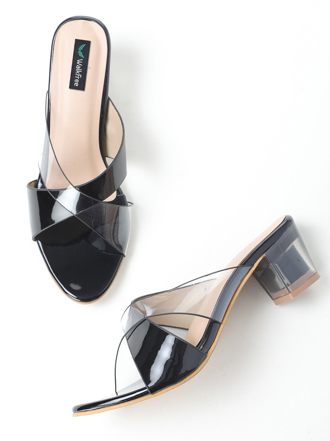 

Walkfree Open Toe Block Heels, Black