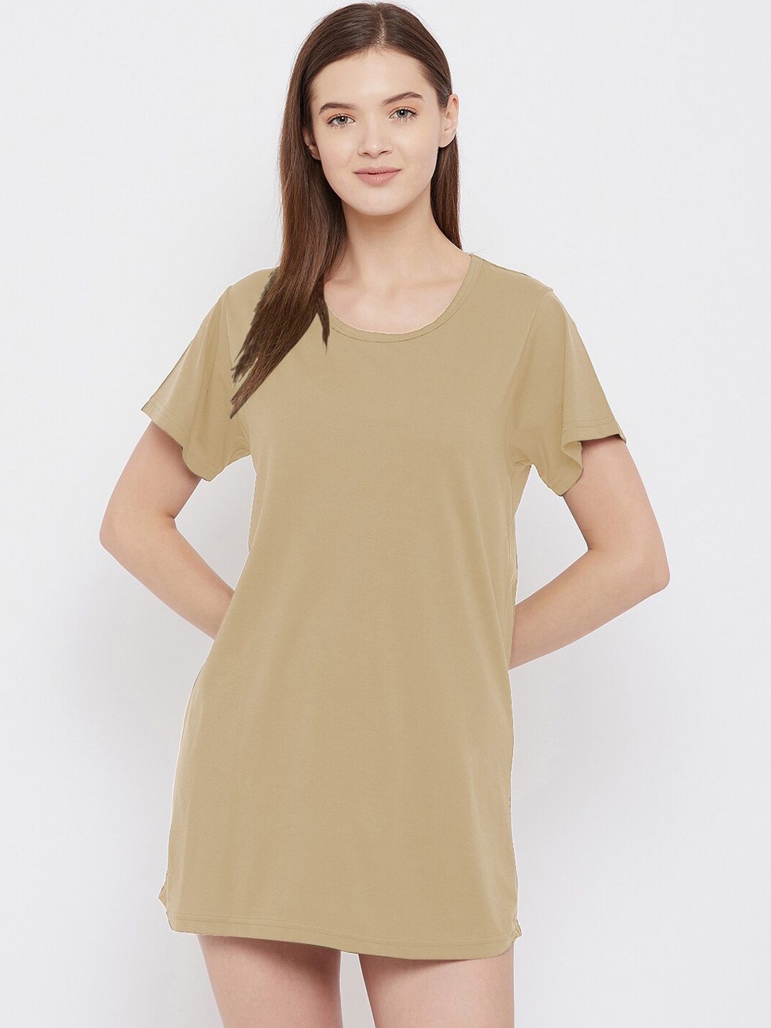 

FRENCH FLEXIOUS Cotton Lounge Tshirts, Beige