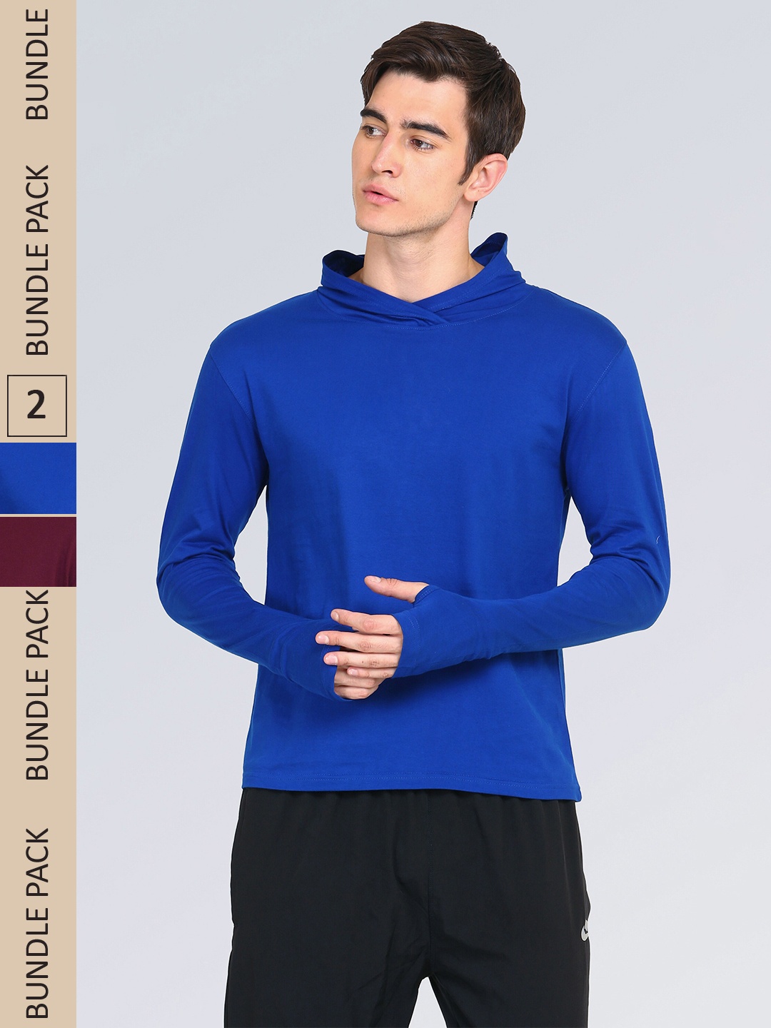 

appulse Pack of 2 Slim Fit Hooded Cotton T-shirt, Blue