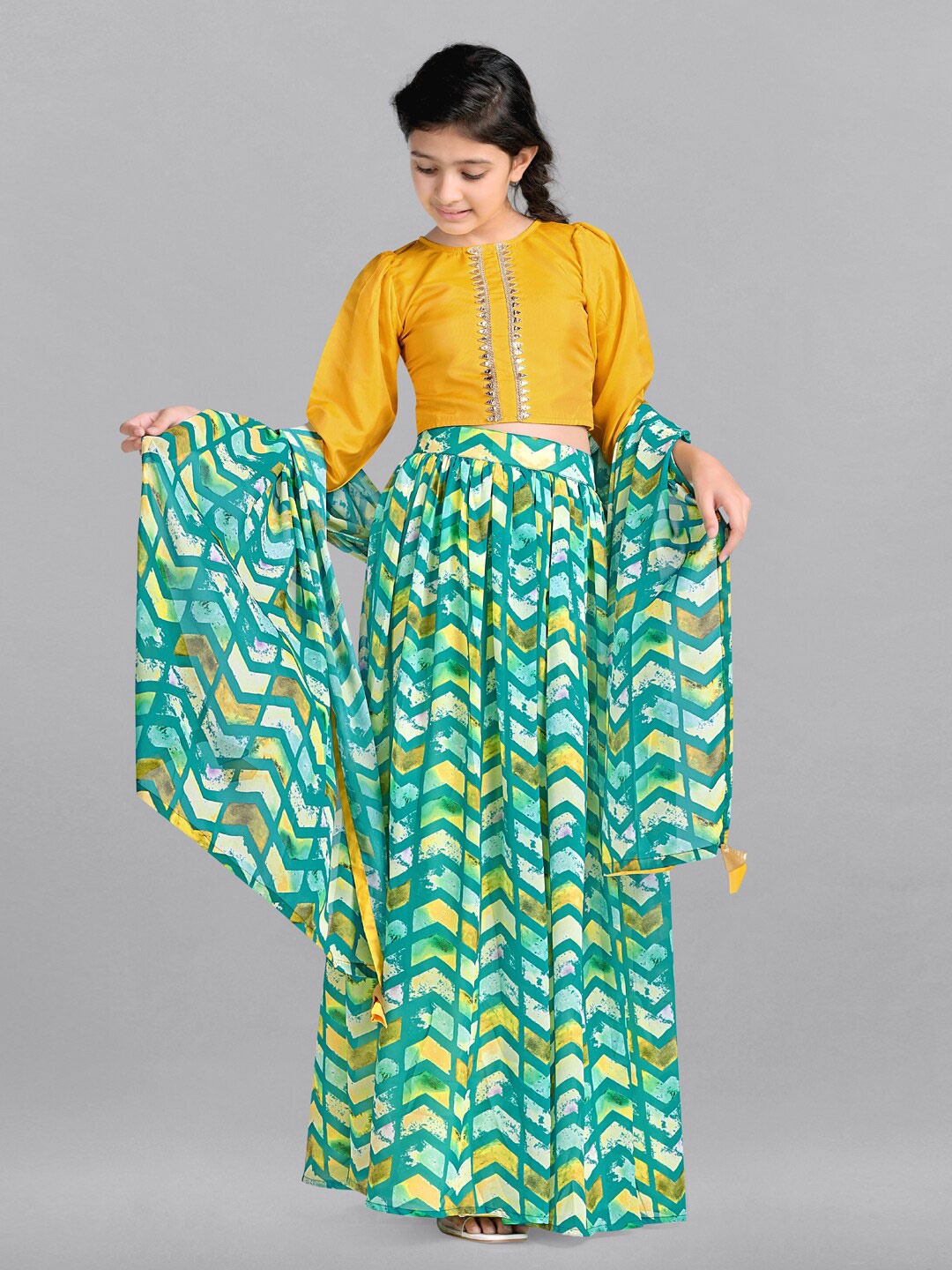 

FASHION DREAM Girls Ready to Wear Lehenga & Blouse With Dupatta, Yellow