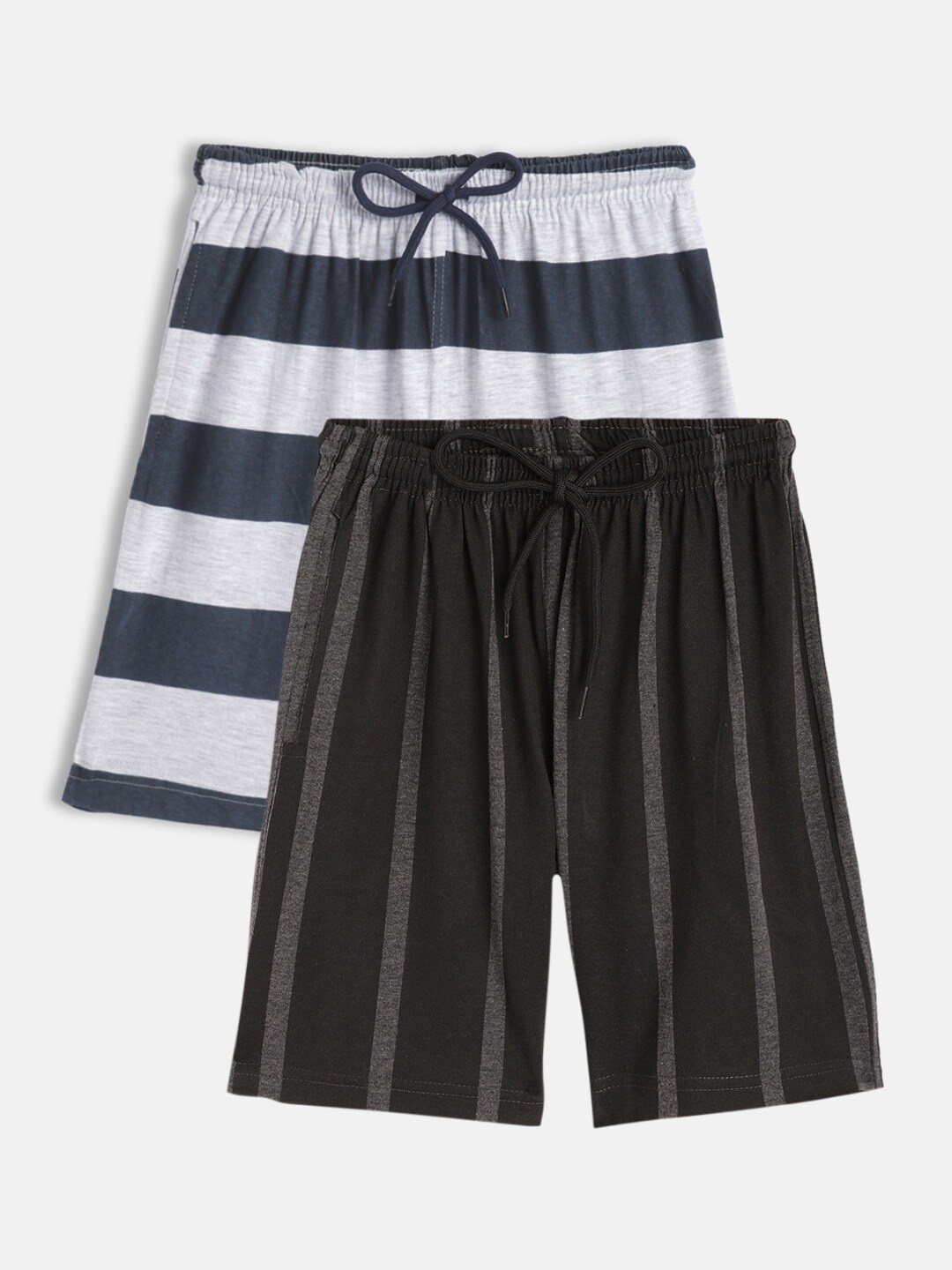 

SEYBIL Girls Pack Of 2 Striped Lounge Shorts, Navy blue