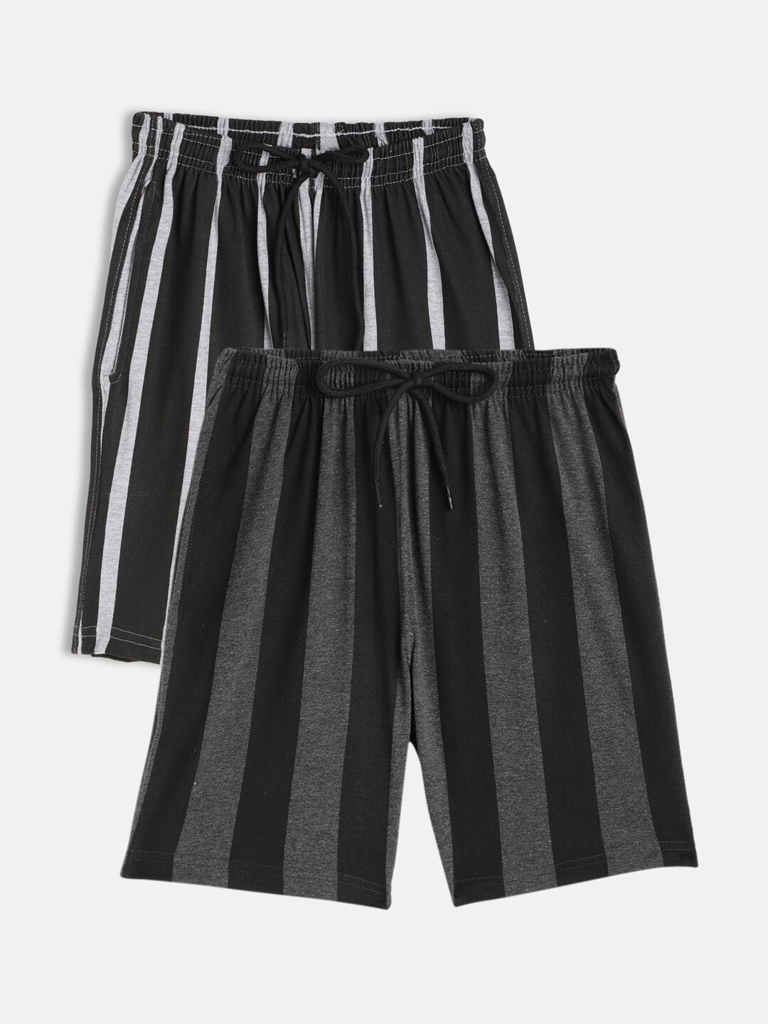 

SEYBIL Girls Pack Of 2 Striped Lounge Shorts, Black