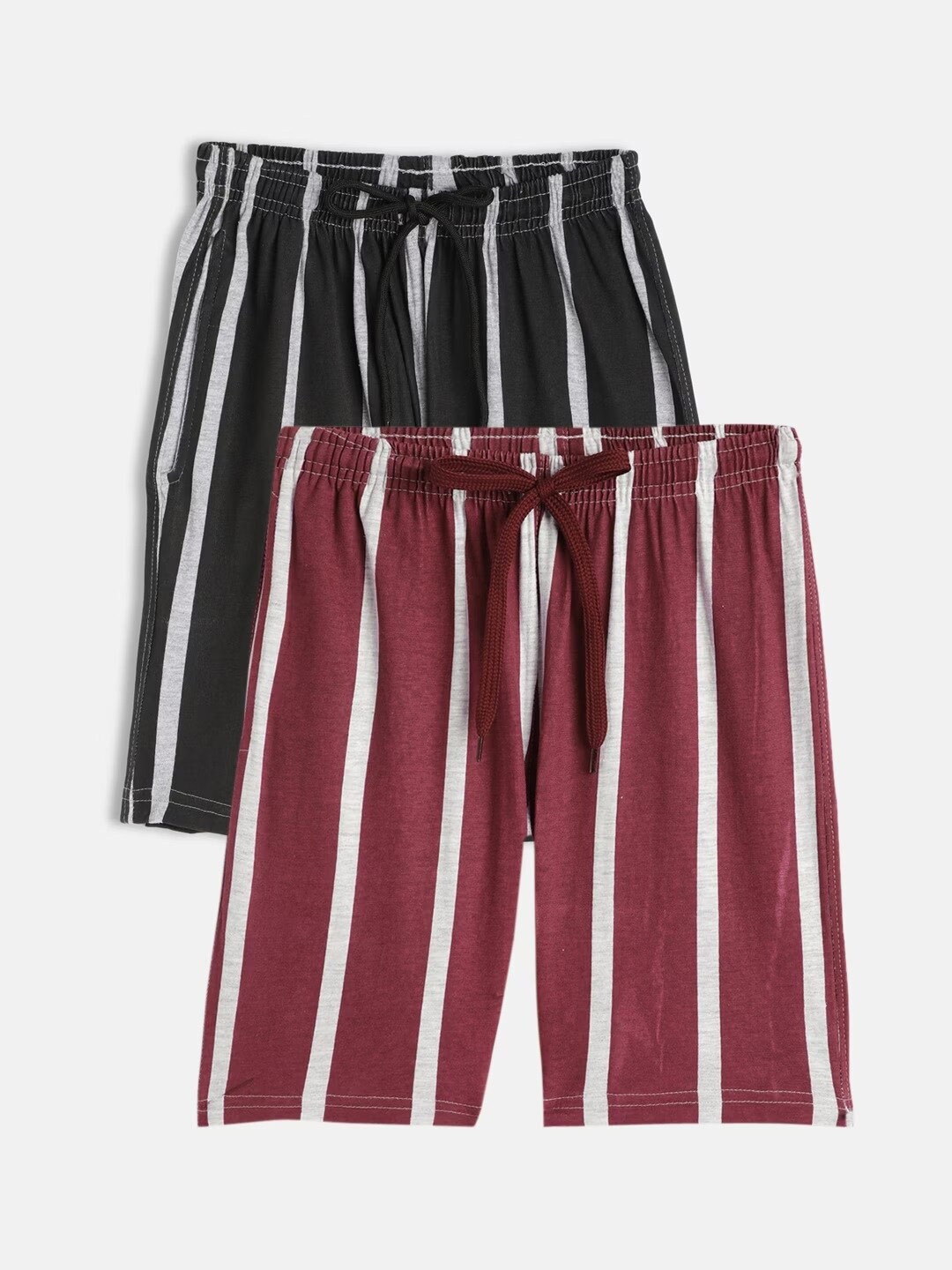 

SEYBIL Girls Pack Of 2 Striped Lounge Shorts, Black