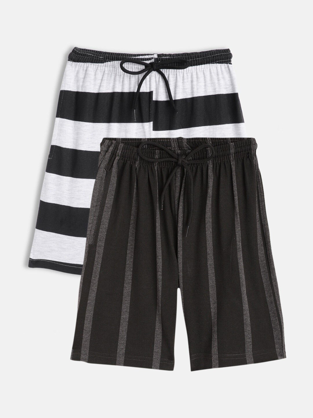 

SEYBIL Girls Pack Of 2 Striped Lounge Shorts, Black