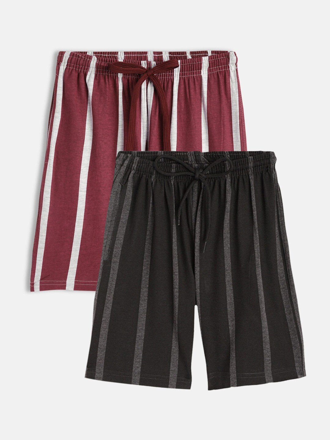 

SEYBIL Girls Pack Of 2 Striped Lounge Shorts, Black
