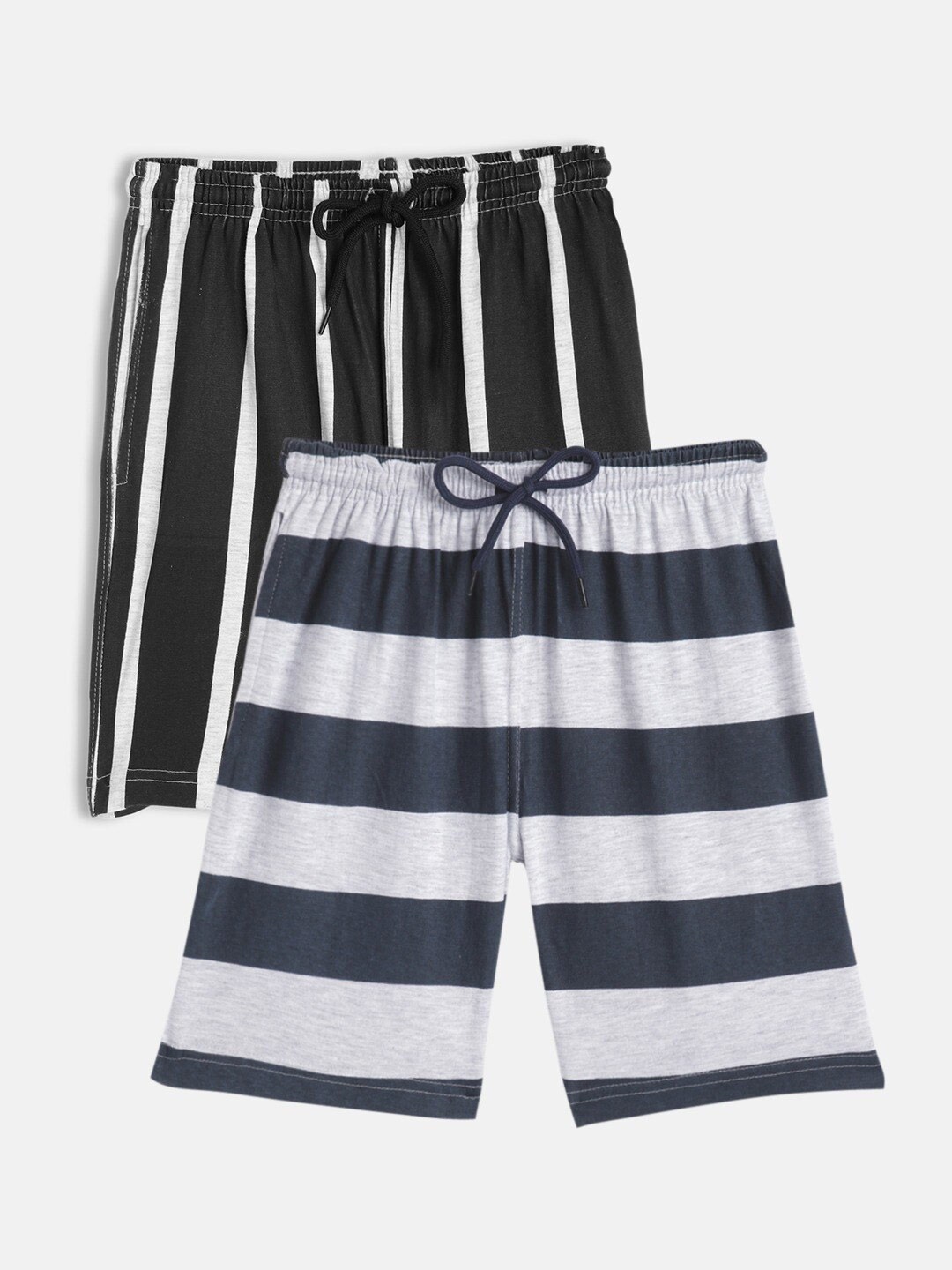 

SEYBIL Girls Pack of 2 Striped Mid-Rise Lounge Shorts, Grey