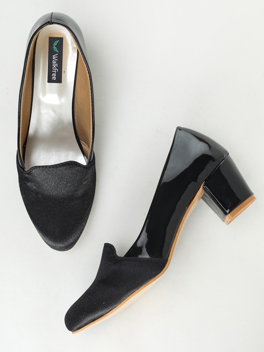 

Walkfree Pointed Toe Block Heel Pumps, Black