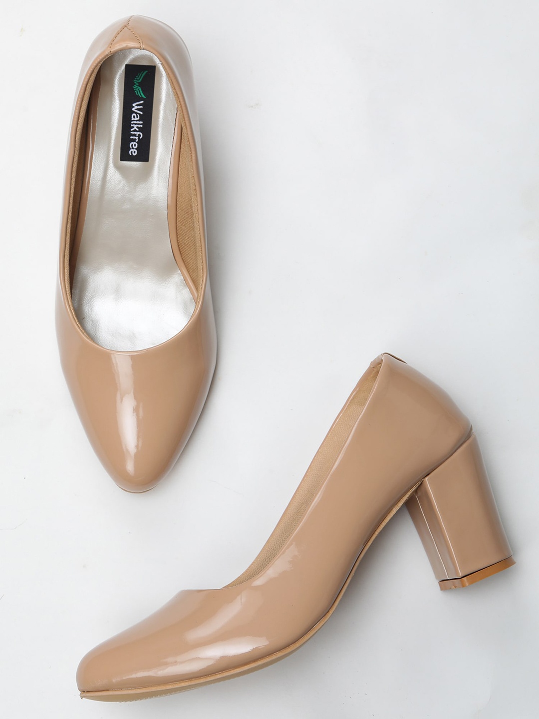 

Walkfree Pointed Toe Block Heel Pumps, Tan