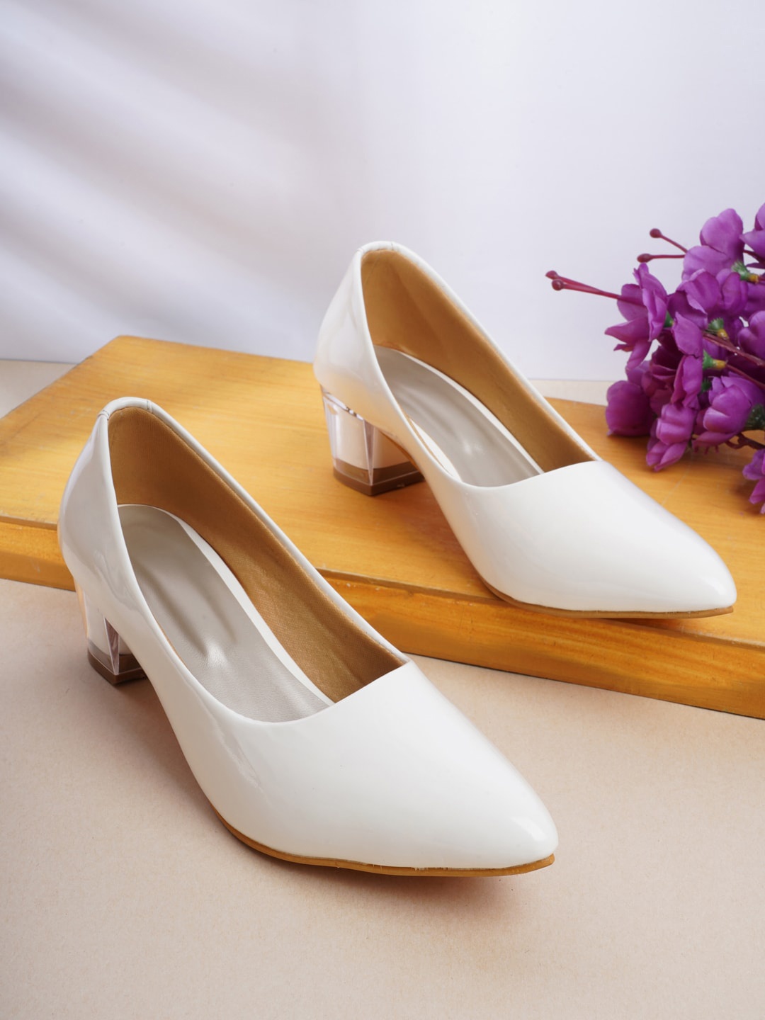 

Walkfree Pointed Toe Block Heel Pumps, White