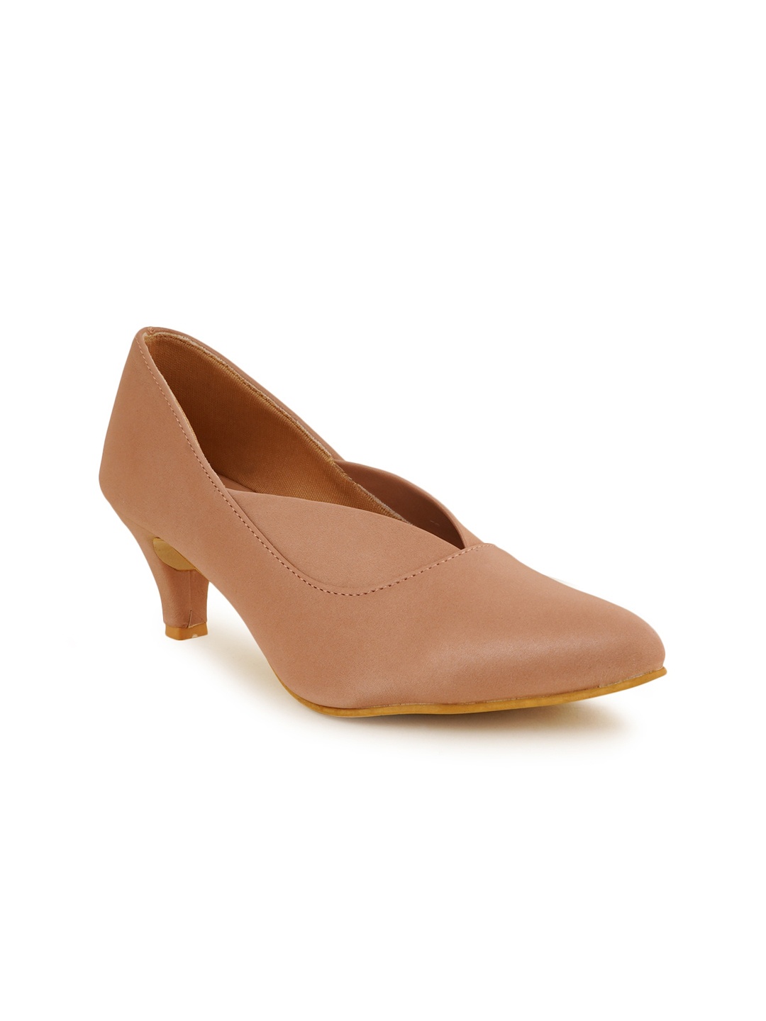 

Walkfree Pointed Toe Kitten Heel Pumps, Tan