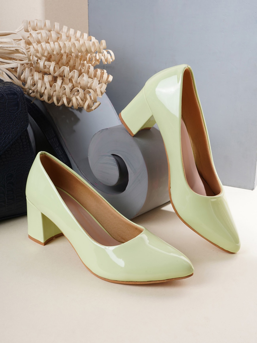 

Walkfree Pointed Toe Block Pumps, Green