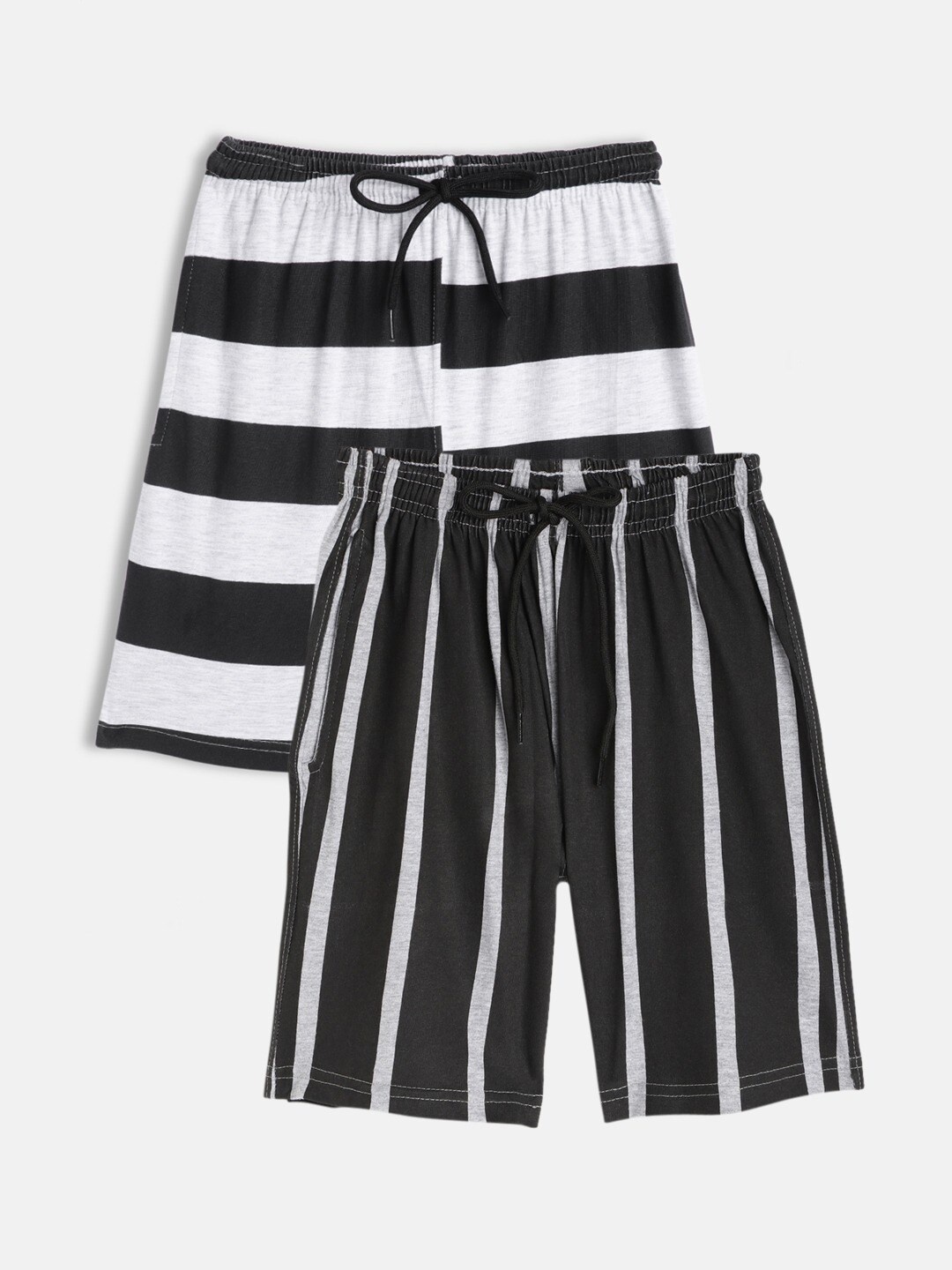 

SEYBIL Girls Pack of 2 Striped Lounge Shorts, Black