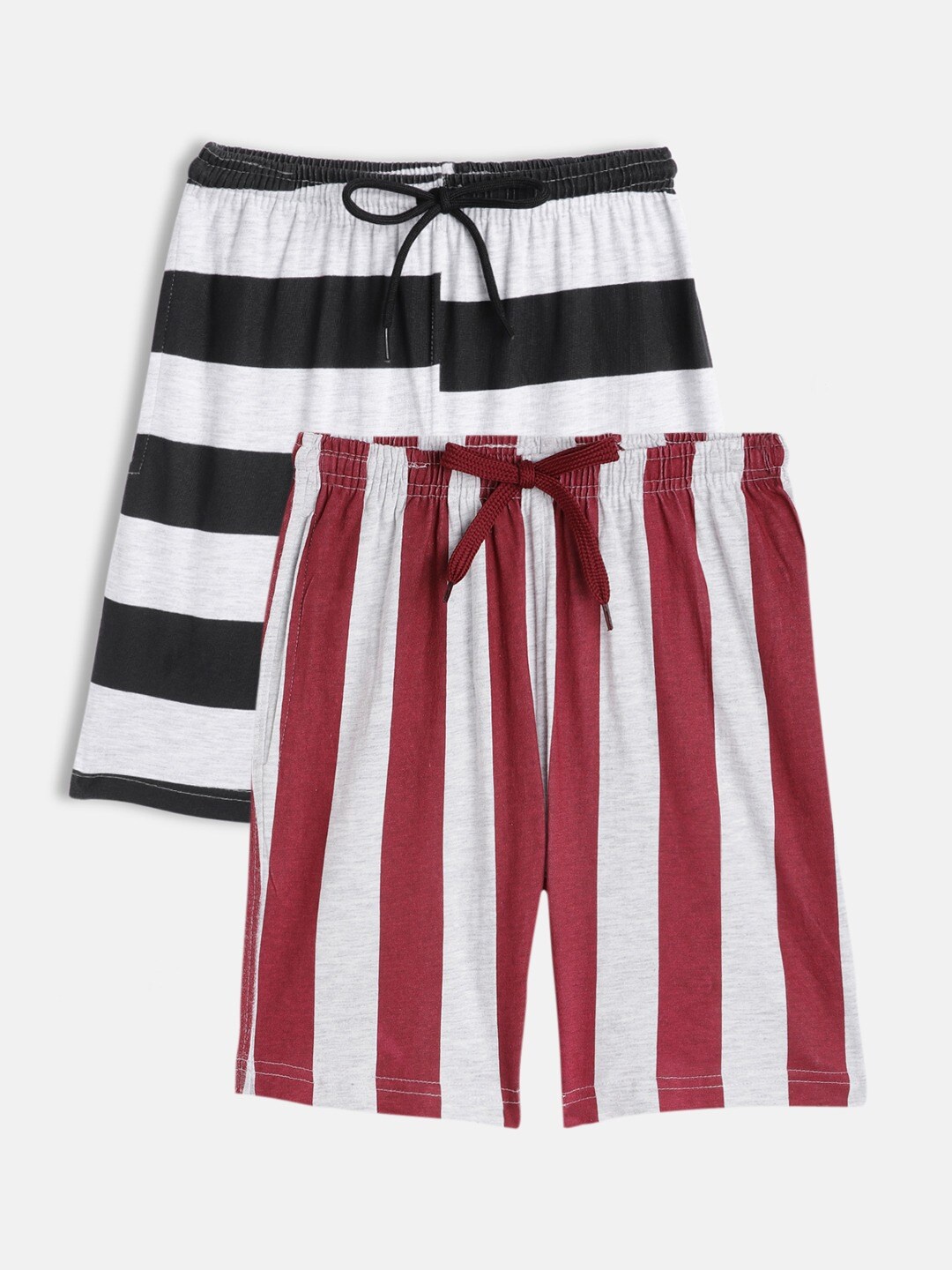

SEYBIL Girls Pack of 2 Striped Lounge Shorts, Maroon