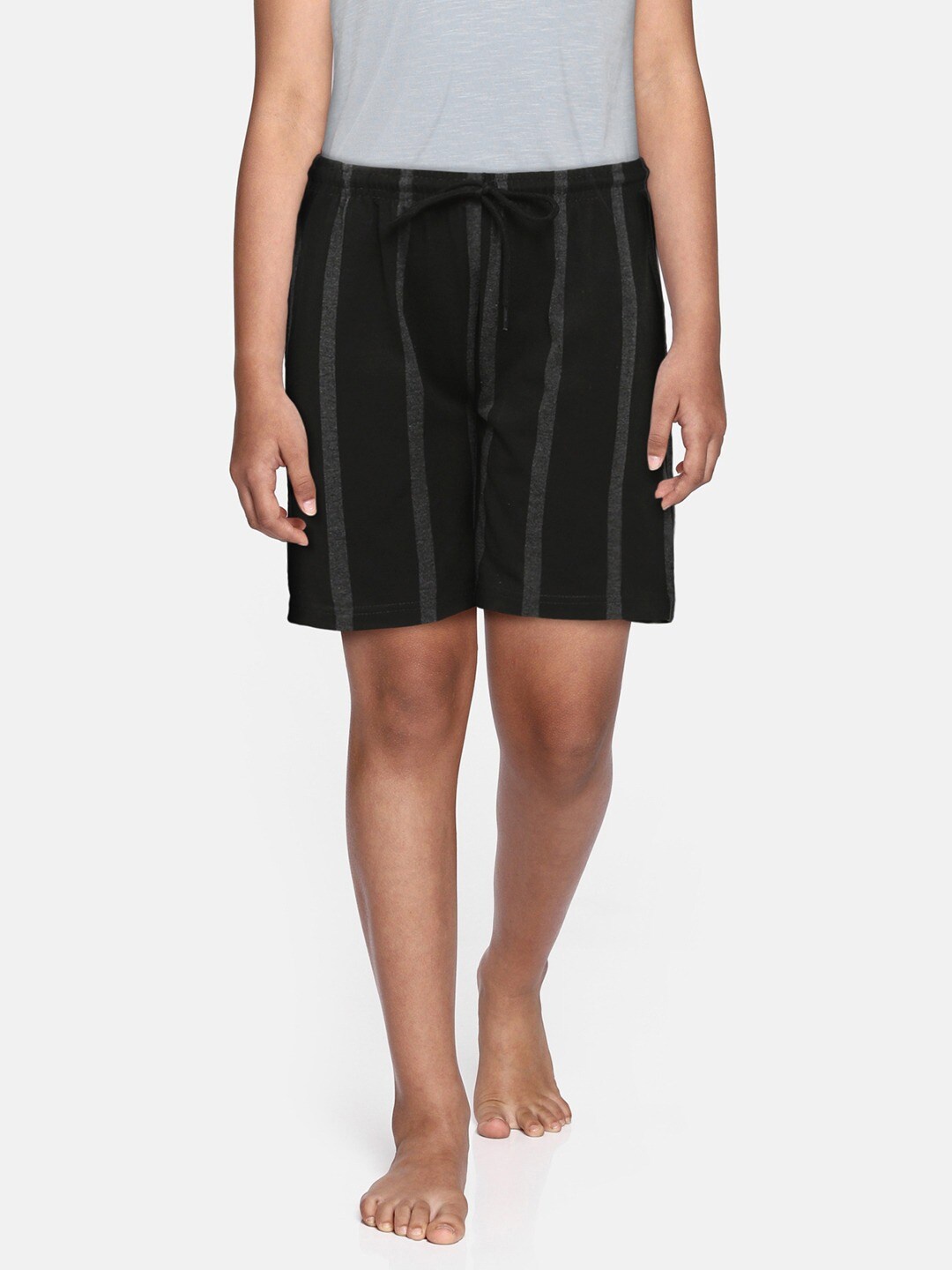 

SEYBIL Girls Striped Lounge Shorts, Grey