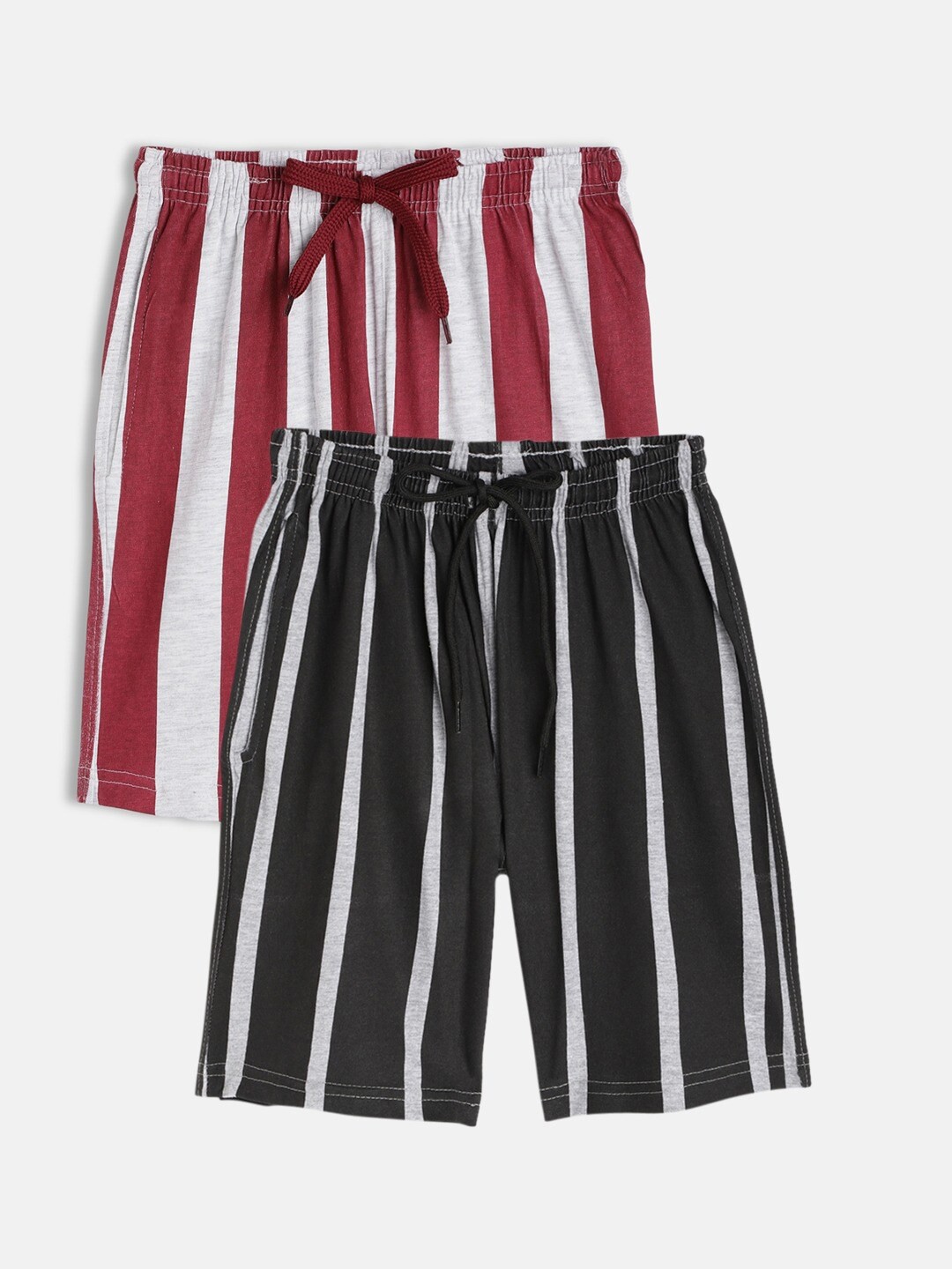 

SEYBIL Girls Pack of 2 Striped Lounge Shorts, Black