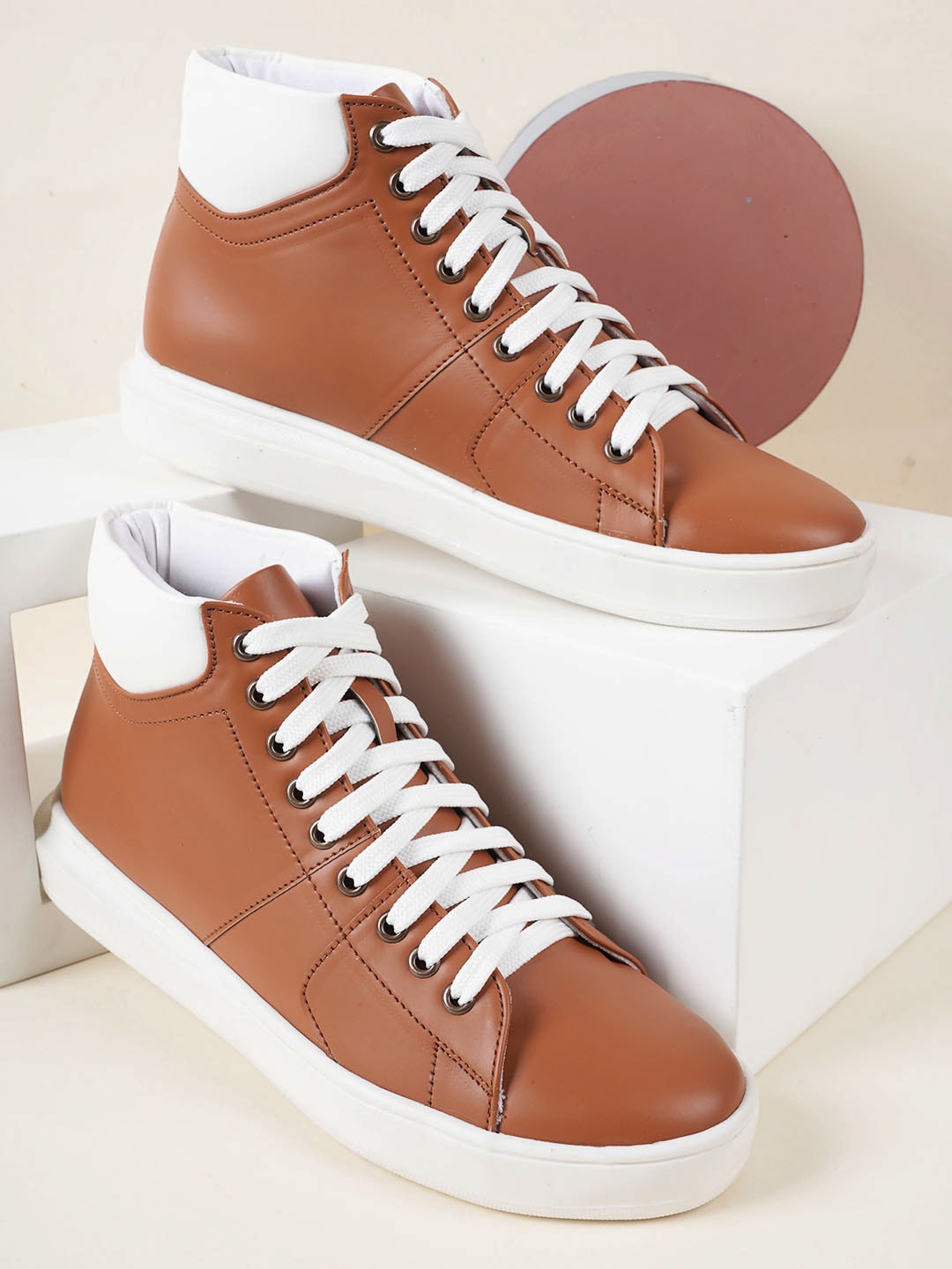 

Carlton London sports Women Mid-Top Casual Sneakers, Tan