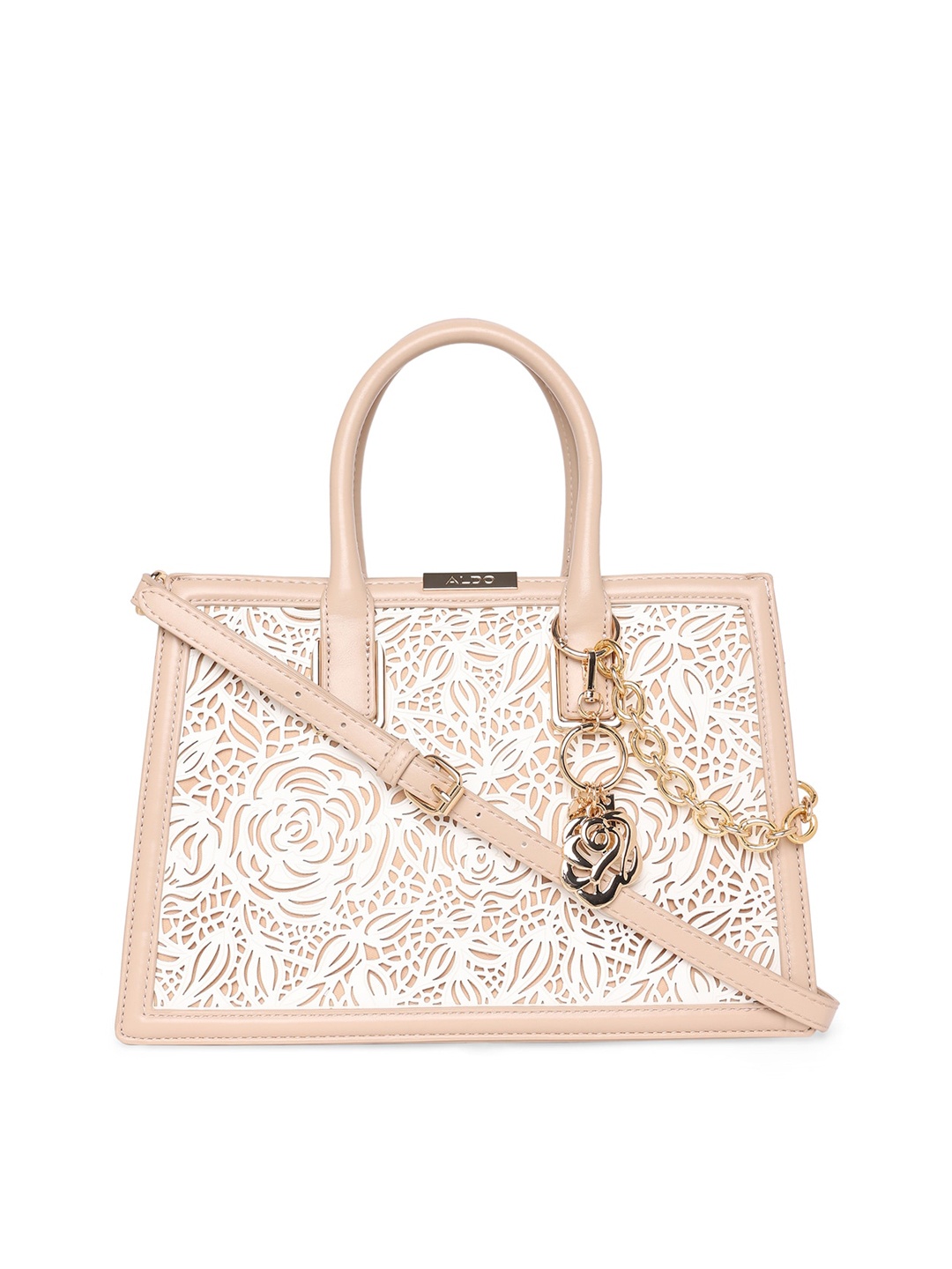 

ALDO Floral Self Design Handheld Bag, Beige