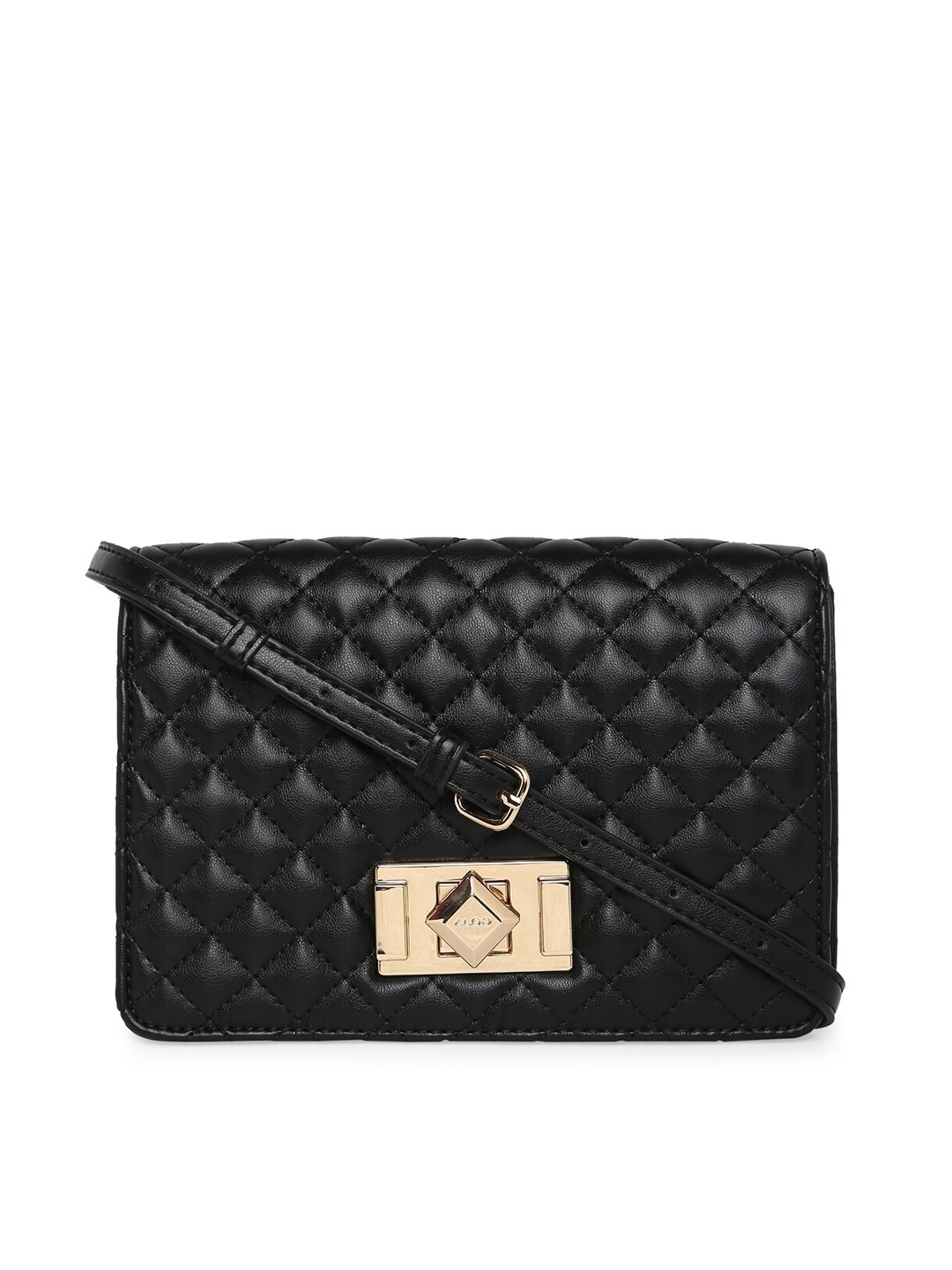 

ALDO Checked Structured Quilted Sling Bag, Black