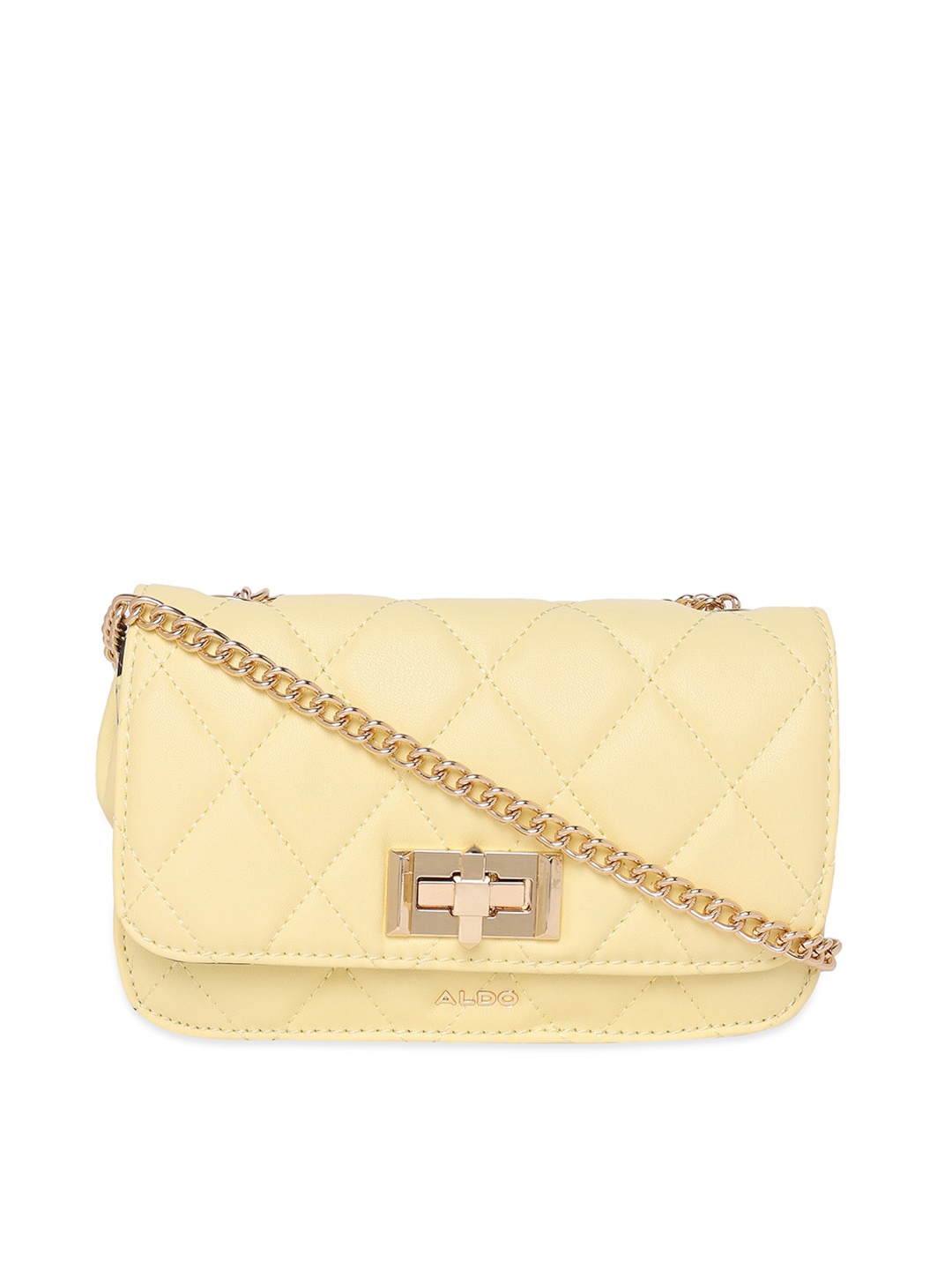 

ALDO Checked Structured Quilted Sling Bag, Yellow