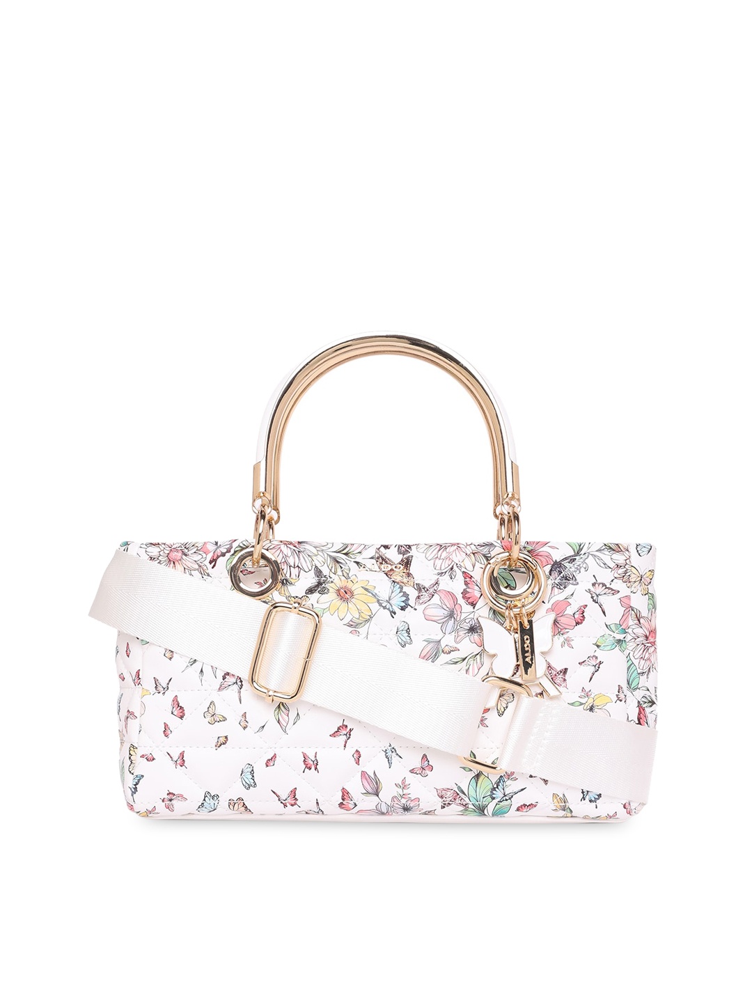 

ALDO Floral Printed Structured Handheld Bag, White