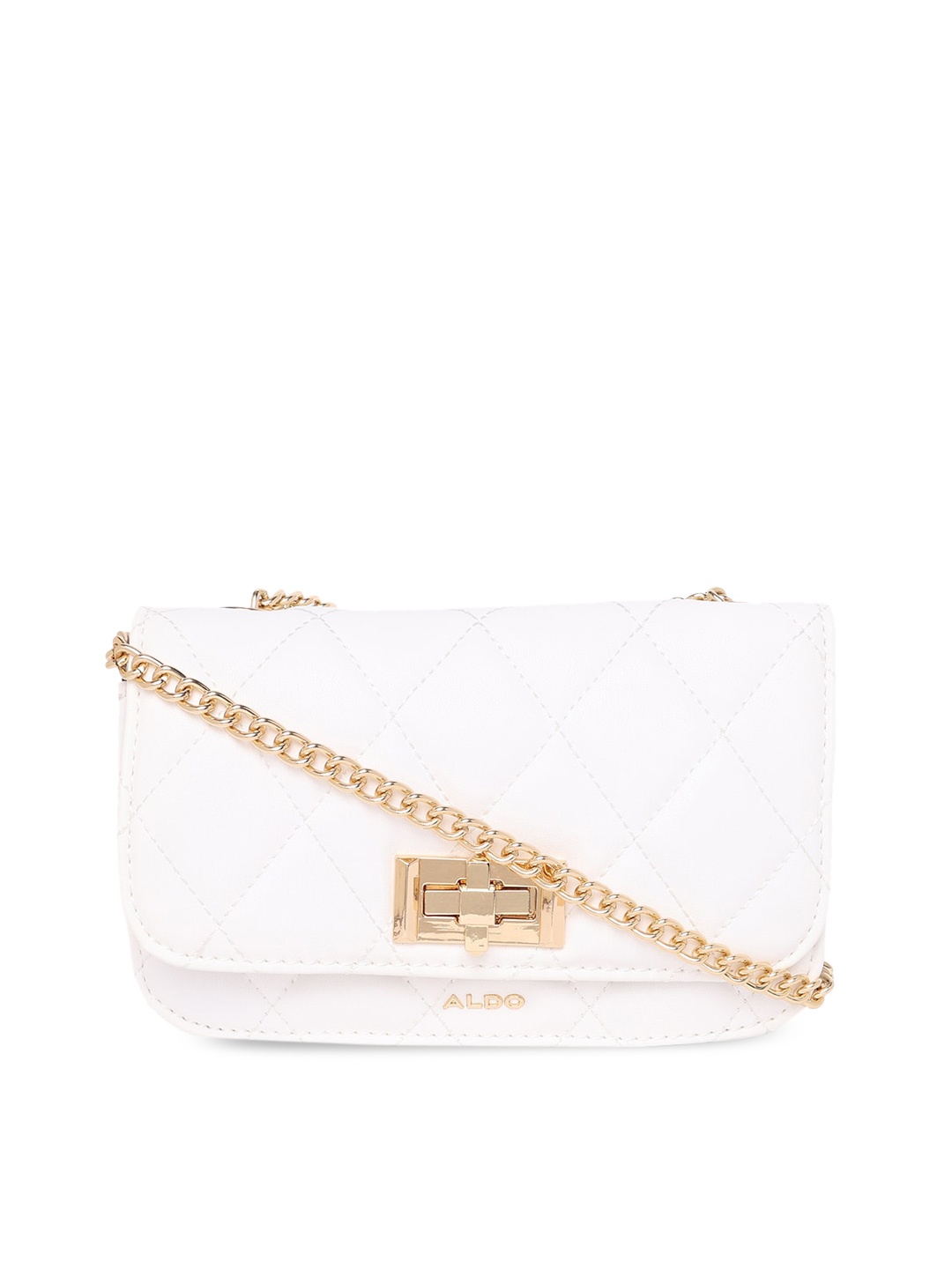 

ALDO Checked Quilted Structured Sling Bag, White