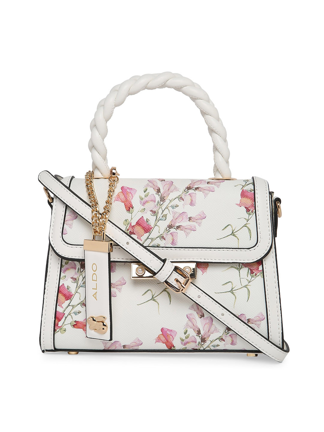 

ALDO Floral Printed Structured Handheld Bag, Pink