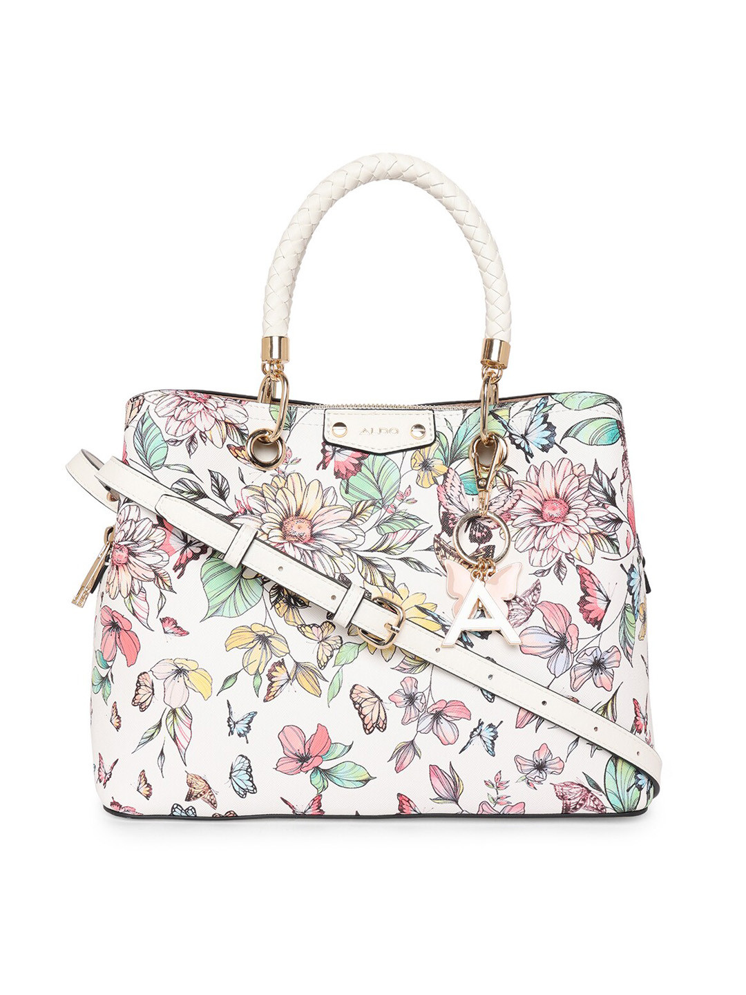 

ALDO Floral Printed Oversized Structured Handheld Bag, White