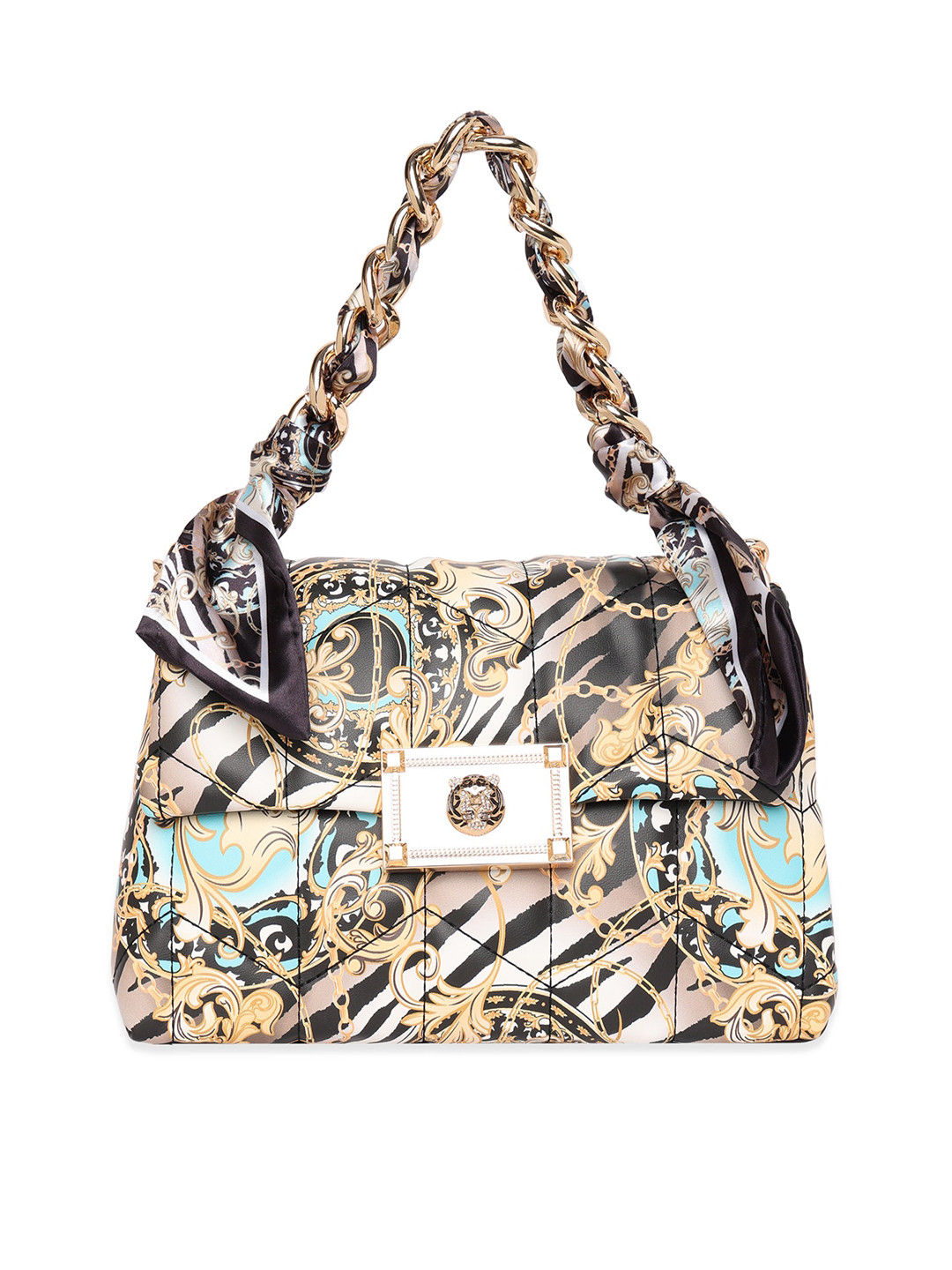 

ALDO Ethnic Motifs Printed Structured Shoulder Bag, Black