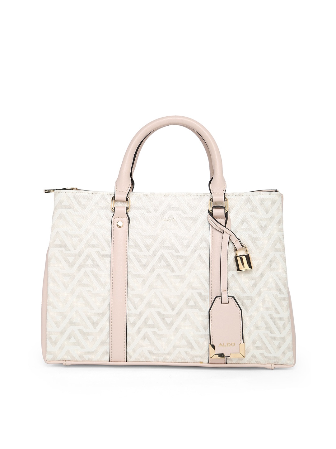 

ALDO Printed Structured Handheld Bag with Quilted, White