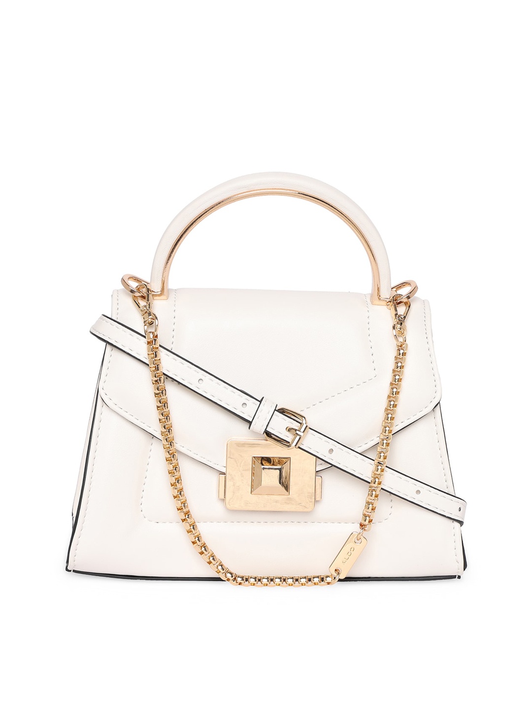 

ALDO White Structured Handheld Bag with Quilted